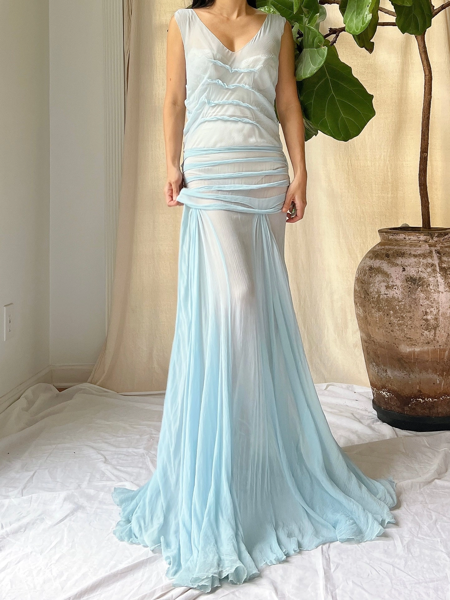 1930s Silk Chiffon Dress - XS