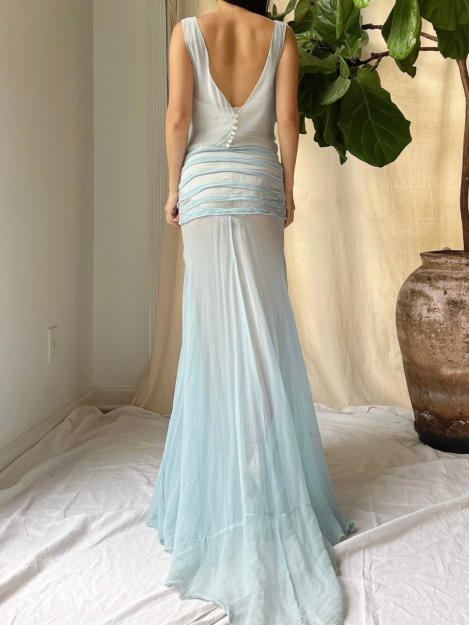 1930s Silk Chiffon Dress - XS