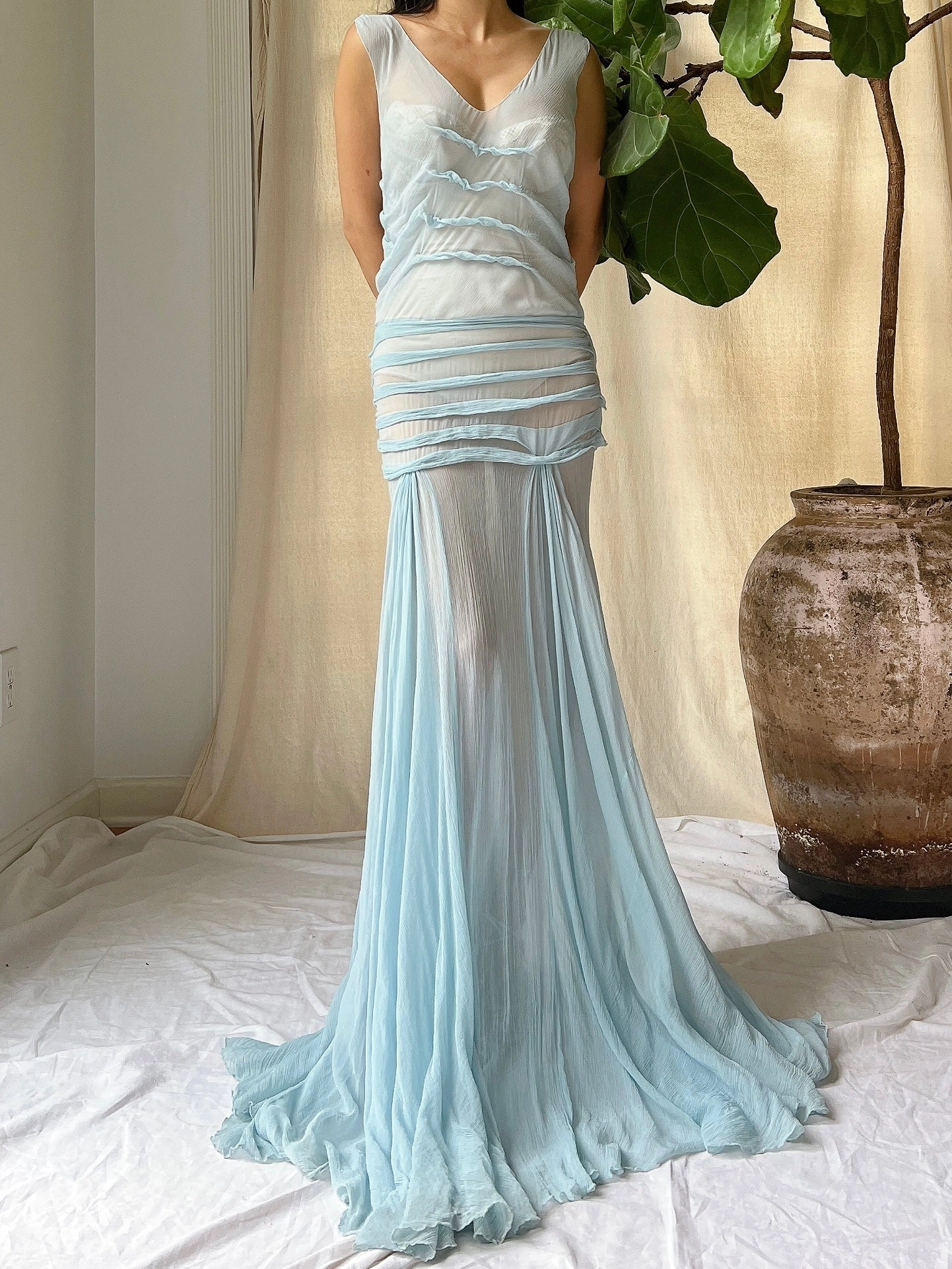 1930s Silk Chiffon Dress - XS
