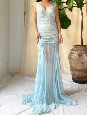 1930s Silk Chiffon Dress - XS