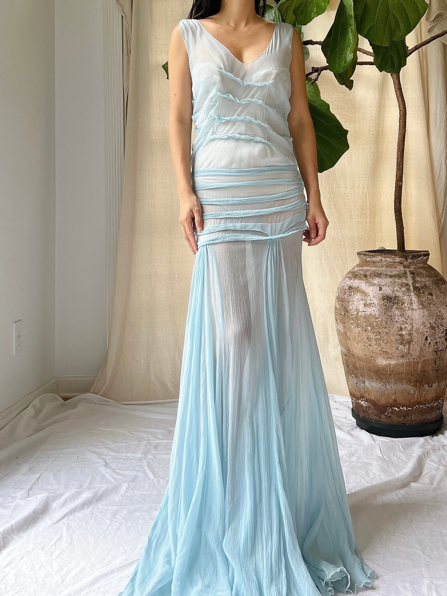 1930s Silk Chiffon Dress - XS