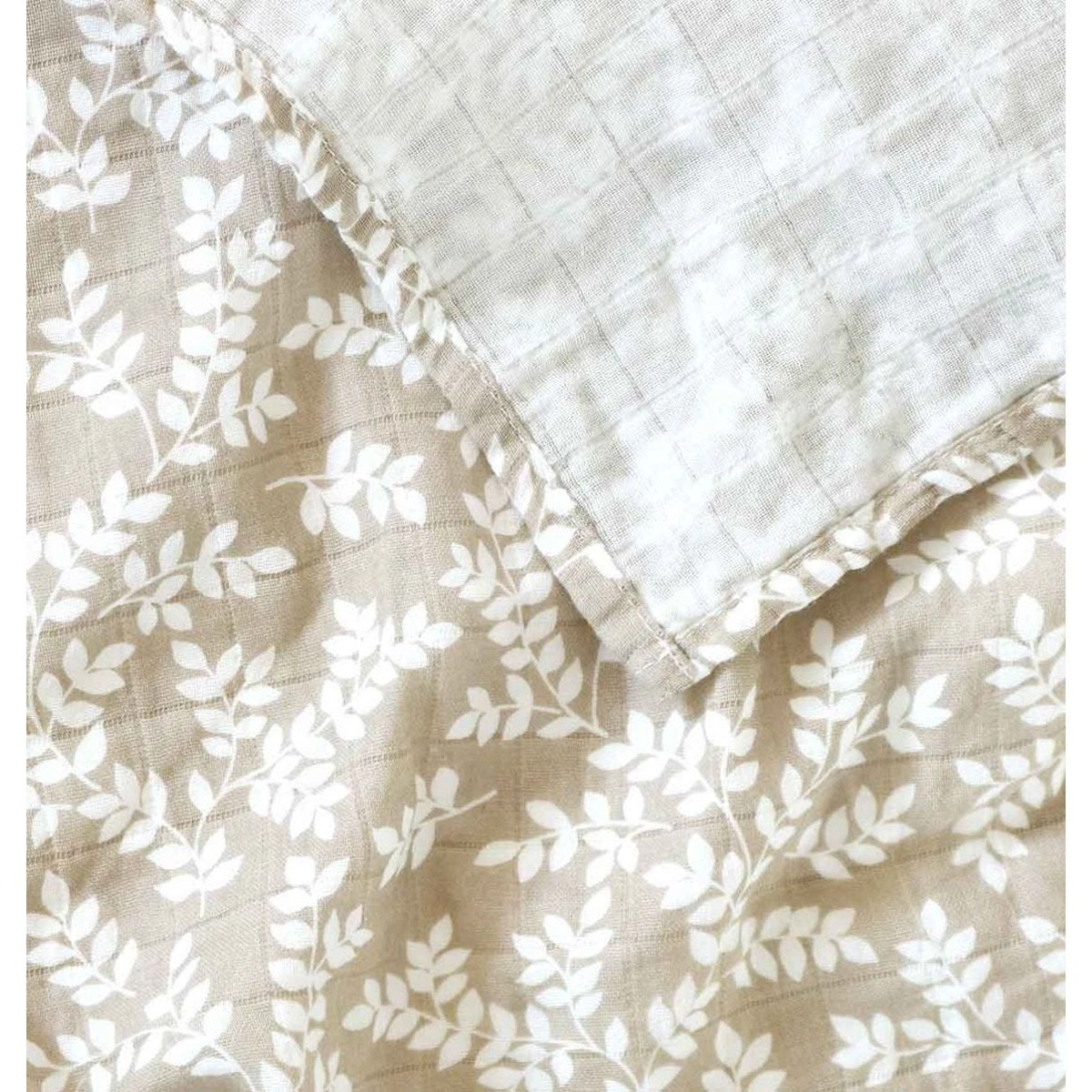 A Little Lovely Company Muslin Cloth Set of 2: Leaves - Taupe