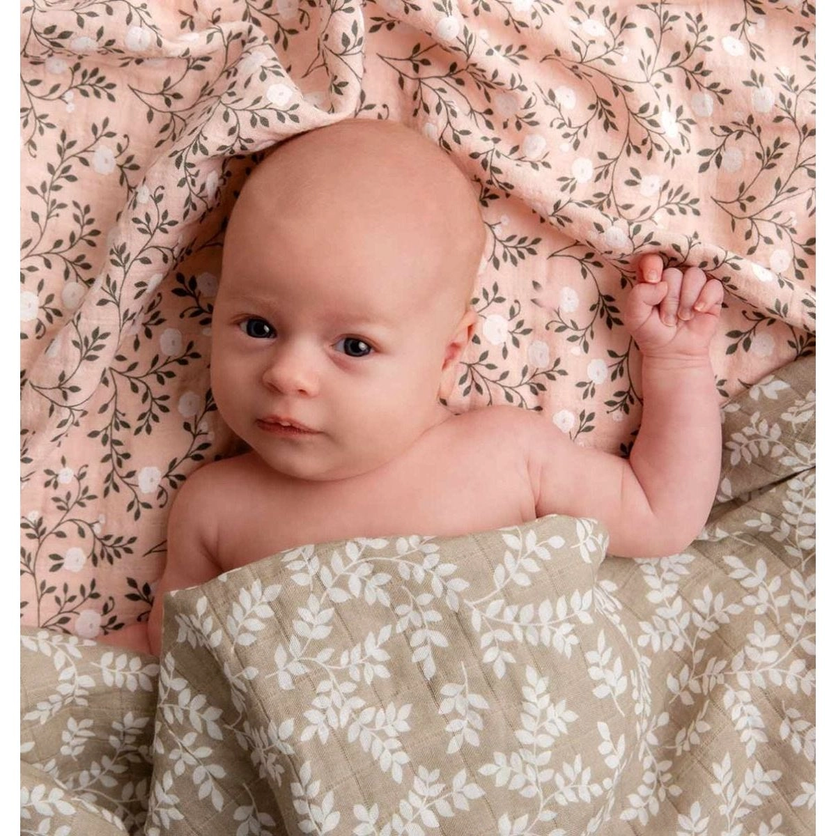 A Little Lovely Company Muslin Cloth Set of 2: Leaves - Taupe