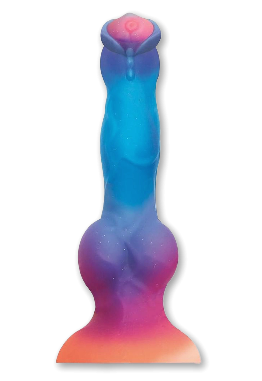Alien Nation Glo-Spot Silicone Glow-in-The-Dark Vibrating Dildo - Blue/Pink