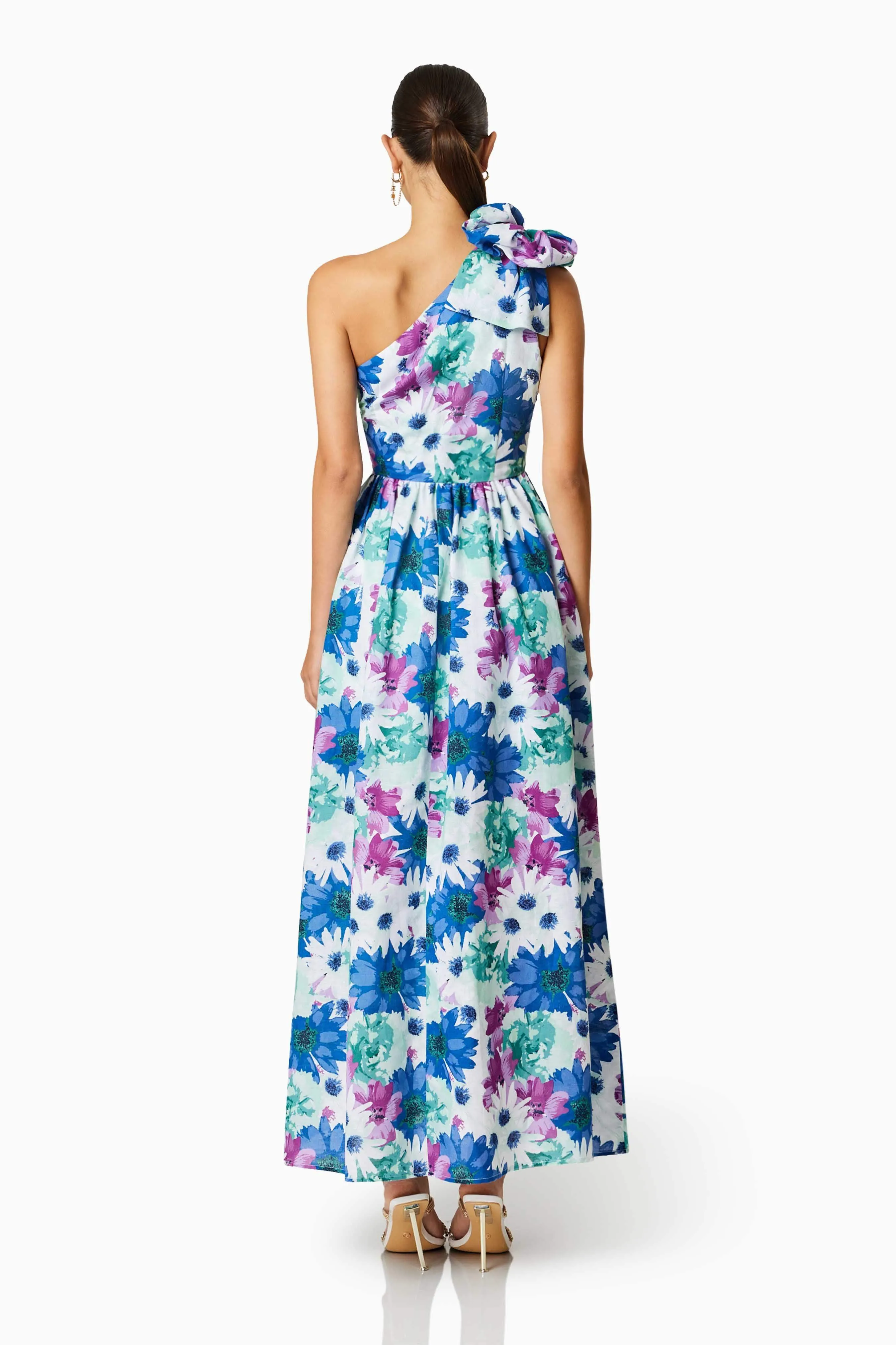 Aloha One Shoulder Midi Dress In Blue