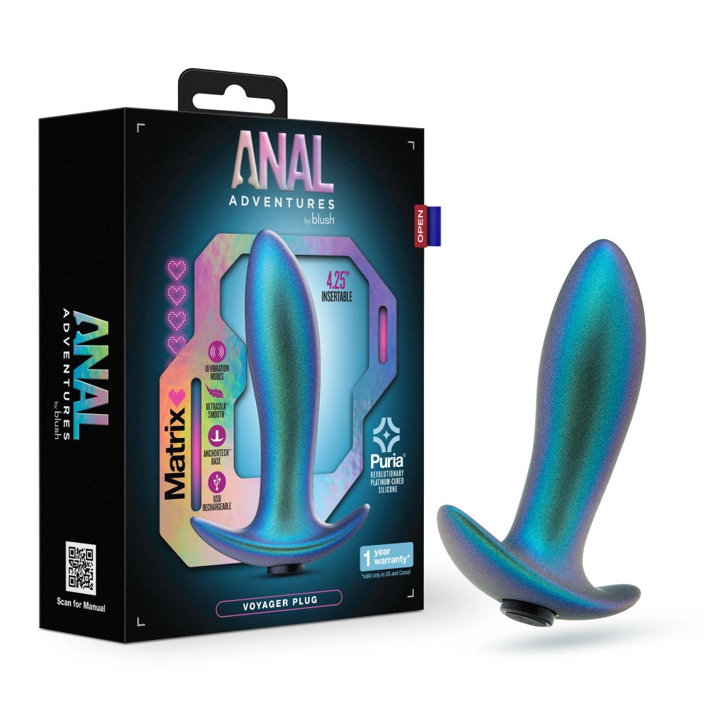 Anal Adventures Matrix By Blush® | Voyager - Vibrating Anal Plug With AnchorTech™ Base - Neptune Teal