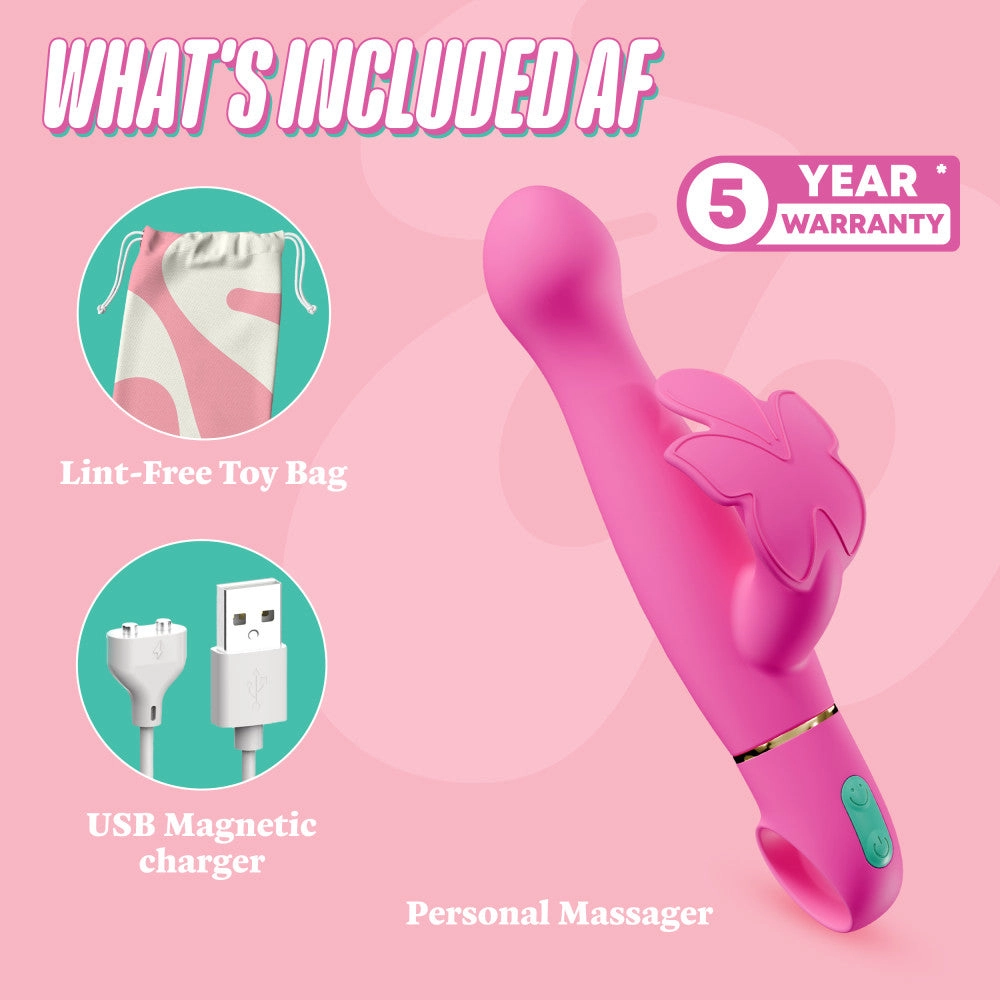Aria by Blush® | Naughty AF 8 Inch Clitoral G-Spot Dual Stimulation Rechargeable Silicone Vibrator – In Pink