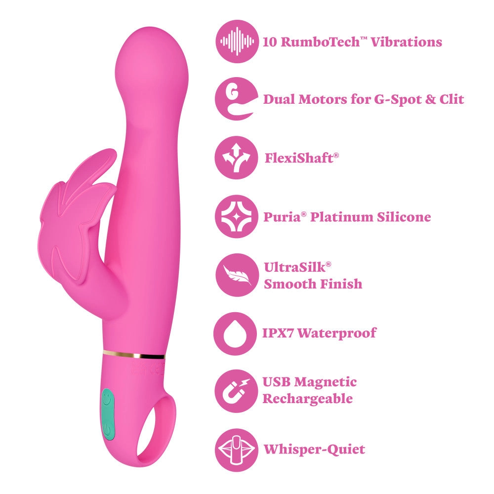 Aria by Blush® | Naughty AF 8 Inch Clitoral G-Spot Dual Stimulation Rechargeable Silicone Vibrator – In Pink