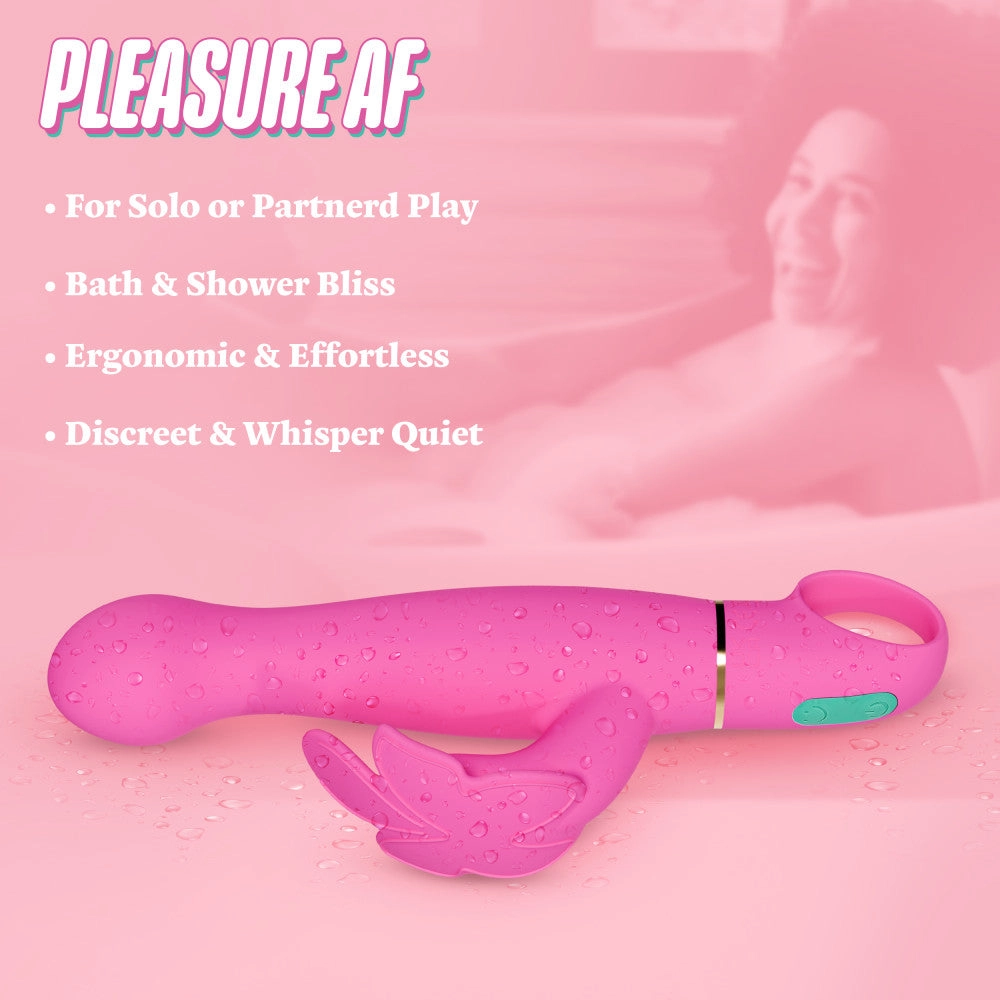 Aria by Blush® | Naughty AF 8 Inch Clitoral G-Spot Dual Stimulation Rechargeable Silicone Vibrator – In Pink
