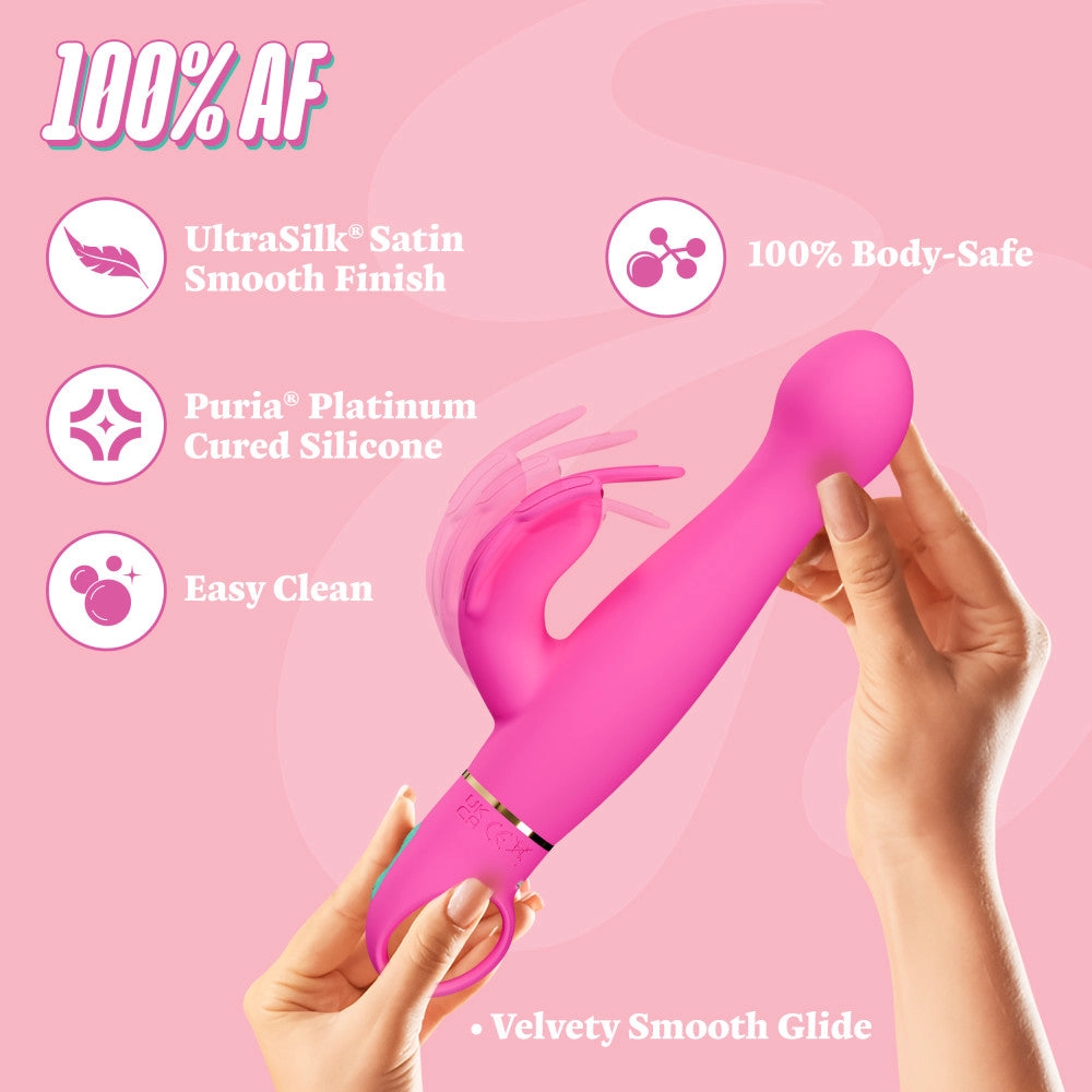 Aria by Blush® | Naughty AF 8 Inch Clitoral G-Spot Dual Stimulation Rechargeable Silicone Vibrator – In Pink