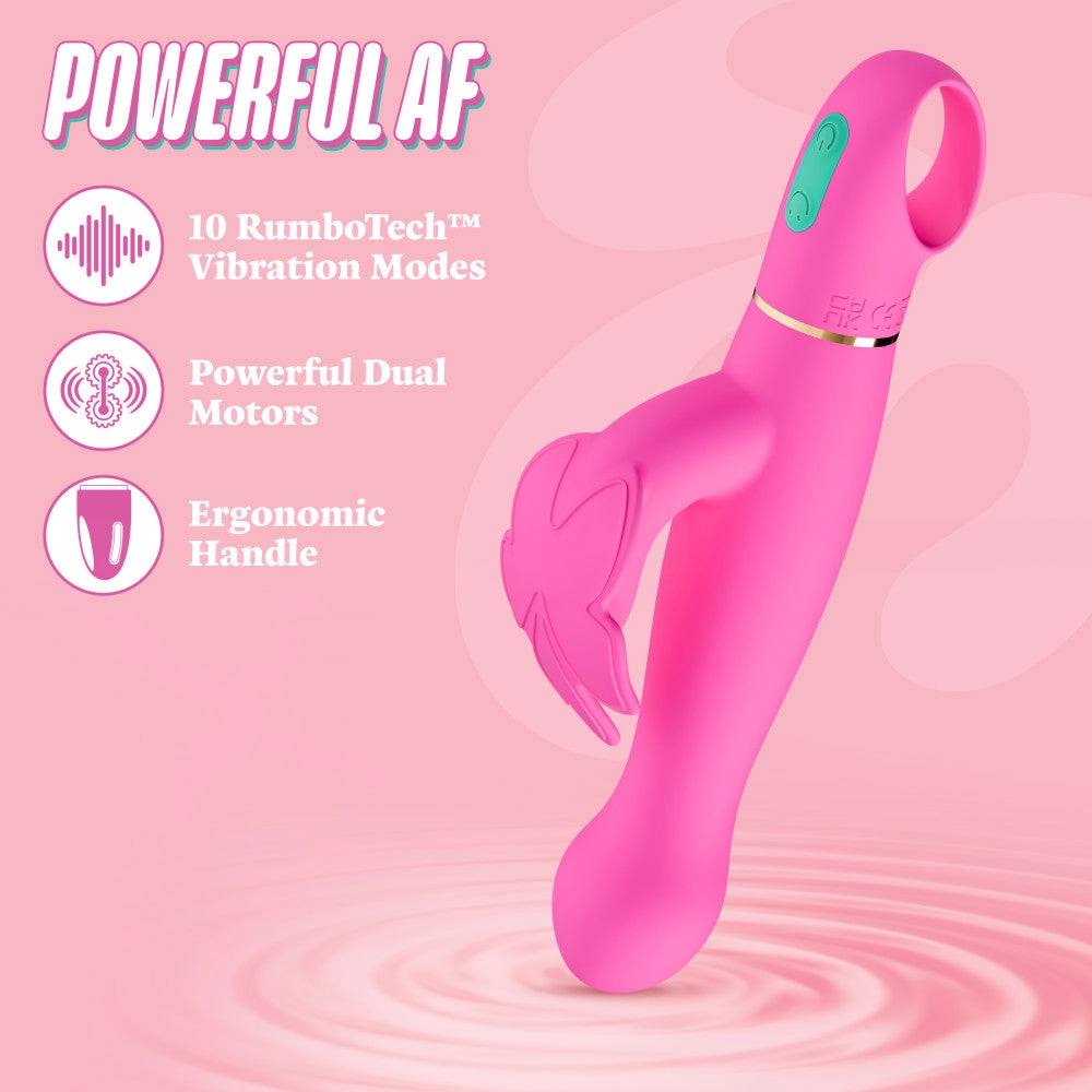 Aria by Blush® | Naughty AF 8 Inch Clitoral G-Spot Dual Stimulation Rechargeable Silicone Vibrator – In Pink