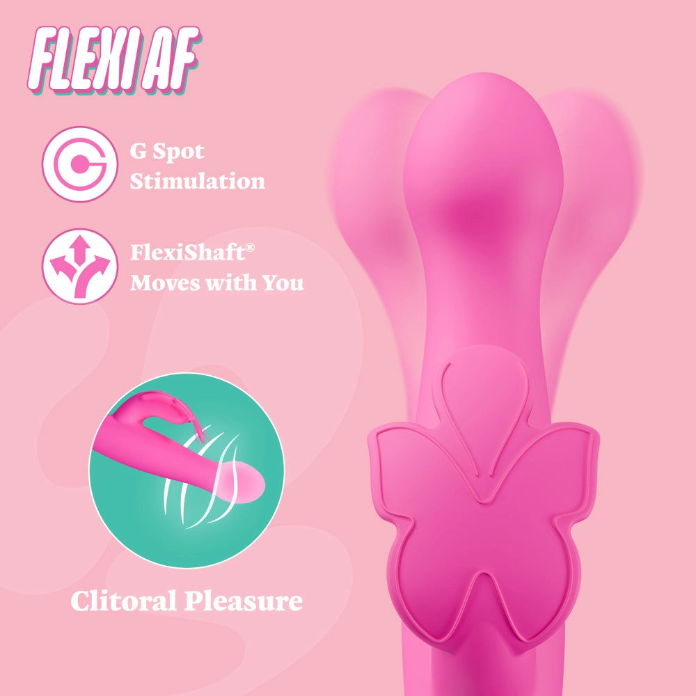 Aria by Blush® | Naughty AF 8 Inch Clitoral G-Spot Dual Stimulation Rechargeable Silicone Vibrator – In Pink