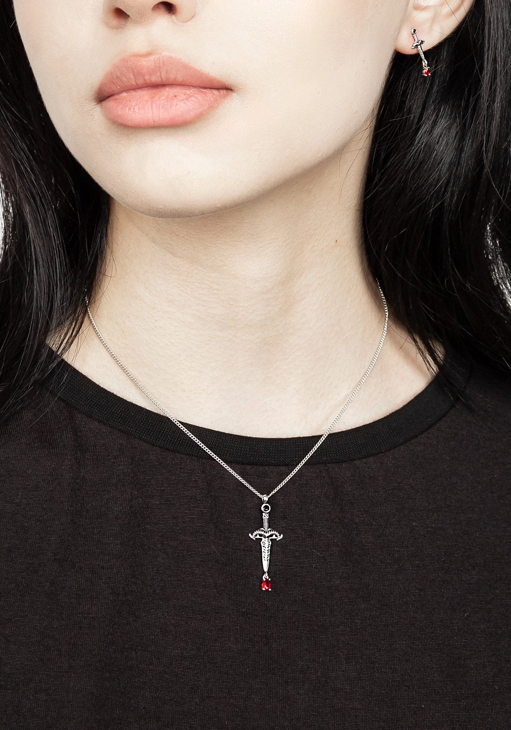 ATHAME DAGGER CZ PENDANT NECKLACE