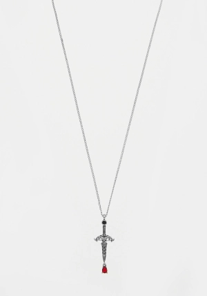 ATHAME DAGGER CZ PENDANT NECKLACE