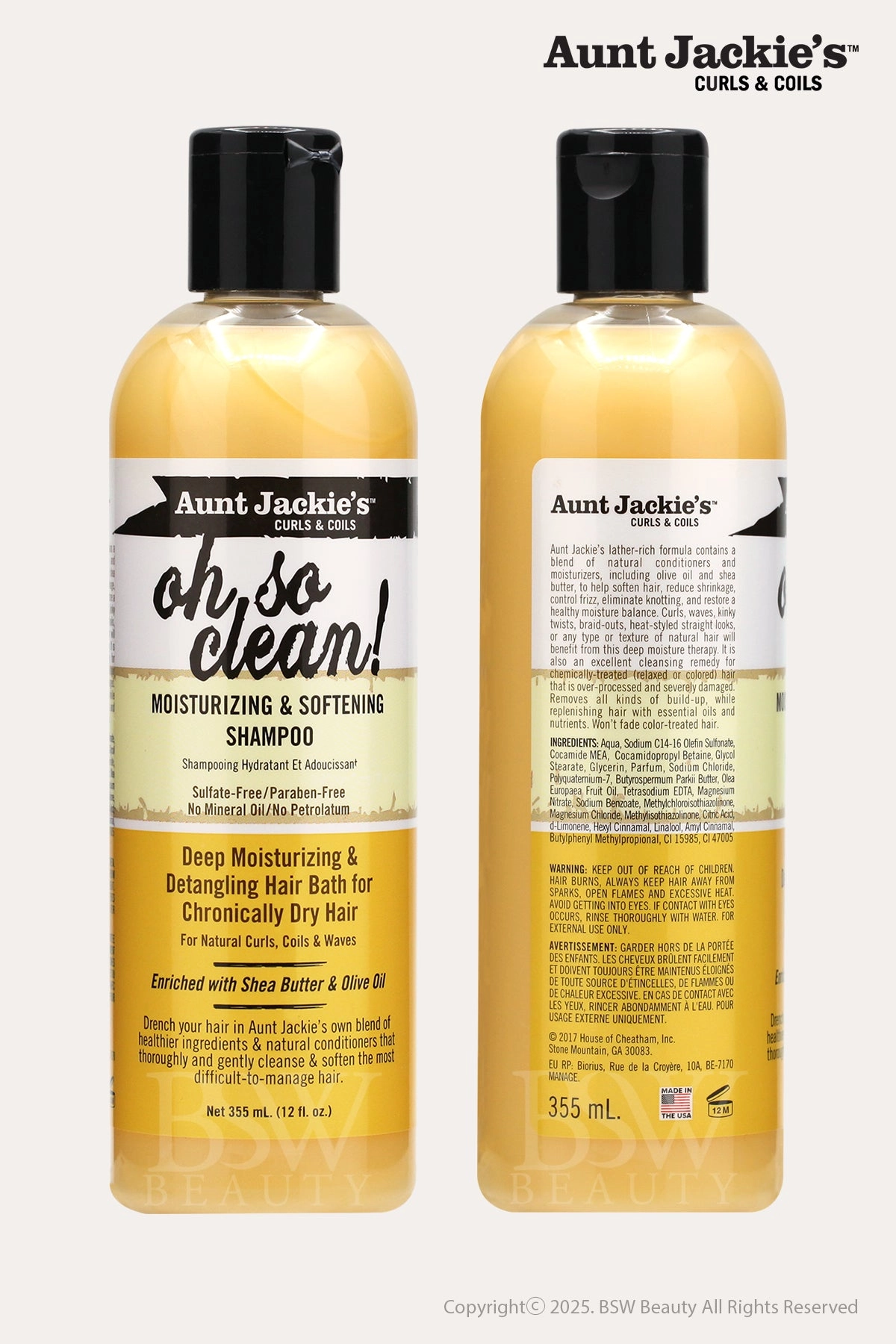 AUNT JACKIES OH SO CLEAN! MOISTURIZING & SOFTENING SHAMPOO 12oz