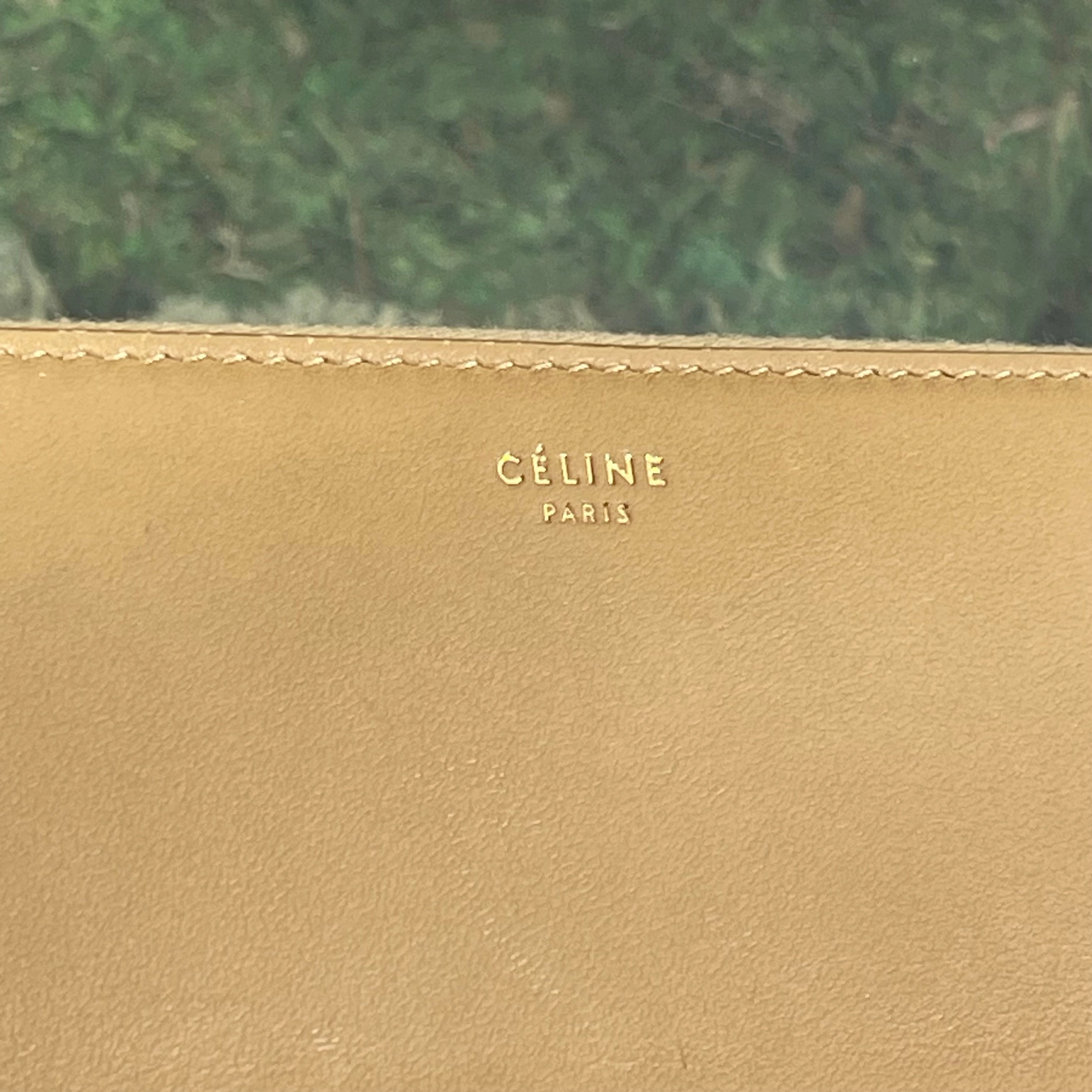 CELINE Gold & Red Colorblock Zip Around Wallet