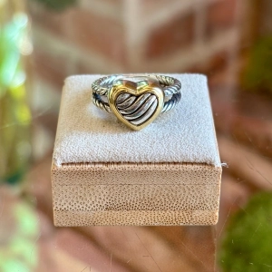 DAVID YURMAN 18k Yellow Gold Sterling Silver Cable Heart Ring