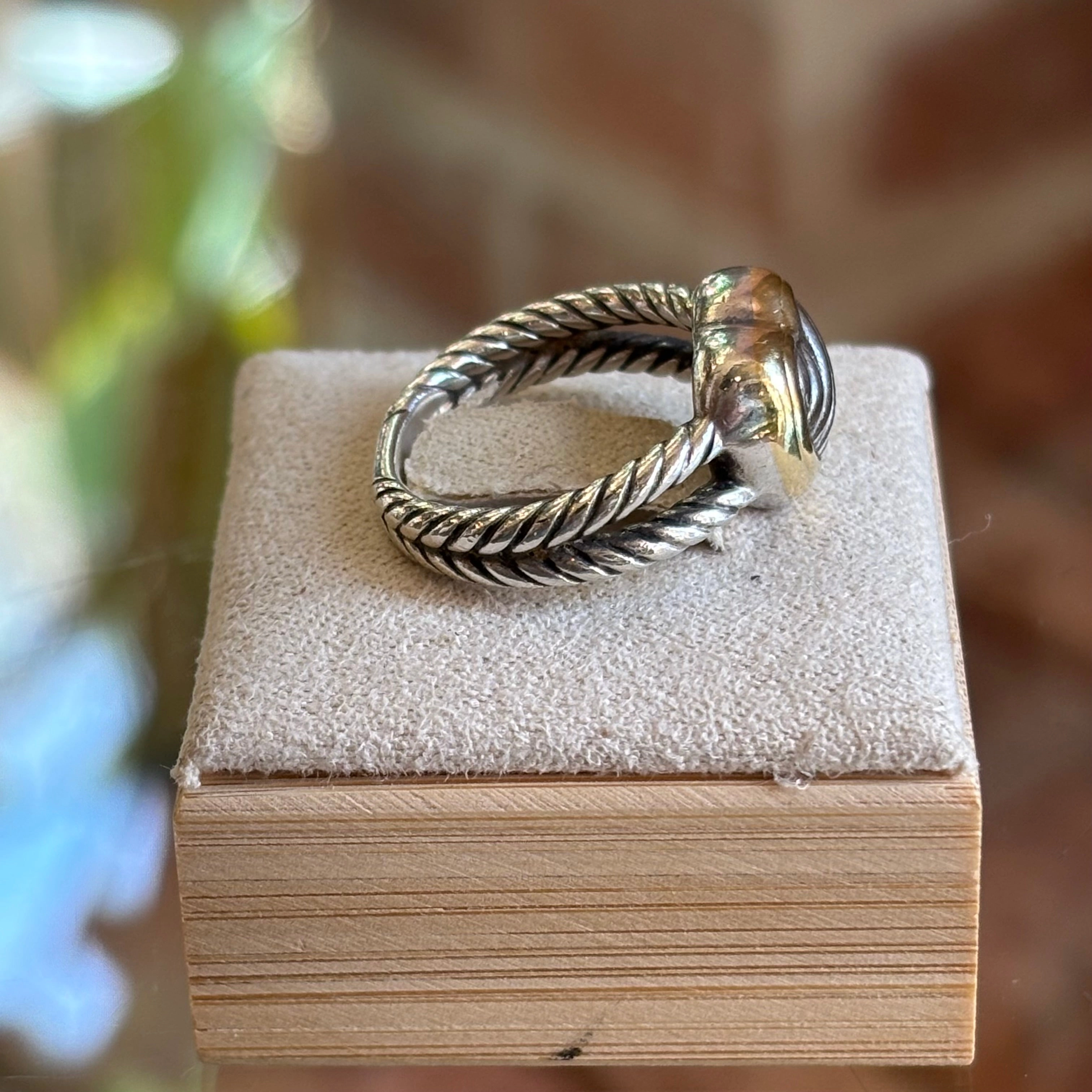 DAVID YURMAN 18k Yellow Gold Sterling Silver Cable Heart Ring