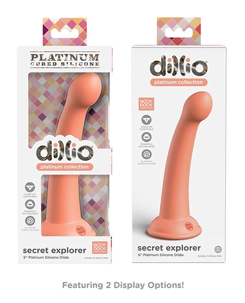 Dillio Platinum 6 Secret Explorer Silicone Dildo - Strap On Compatible
