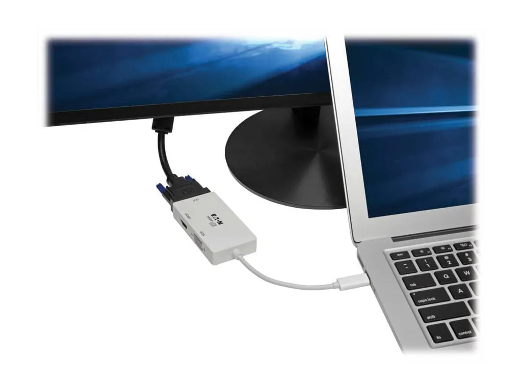 Eaton Tripp Lite Series USB C Multiport Adapter M/3xF 4K60Hz HDMI 1080p VGA   DVI Ports White - Docking station - USB-C / Thunderbolt U444-06N-HDV4K6
