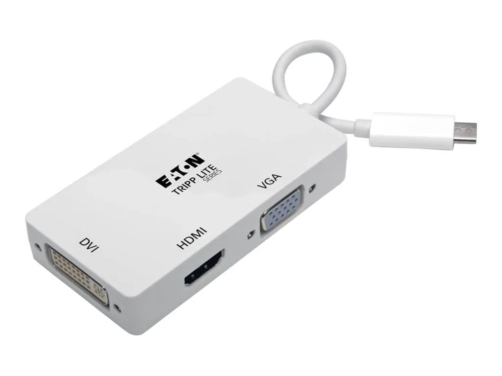 Eaton Tripp Lite Series USB C Multiport Adapter M/3xF 4K60Hz HDMI 1080p VGA   DVI Ports White - Docking station - USB-C / Thunderbolt U444-06N-HDV4K6