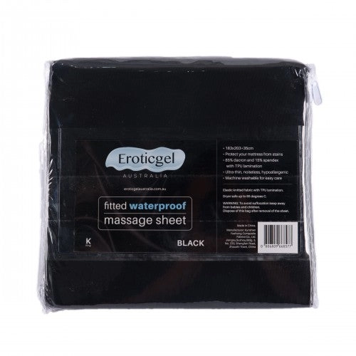 Eroticgel Black Waterproof Fitted Sheet - Double