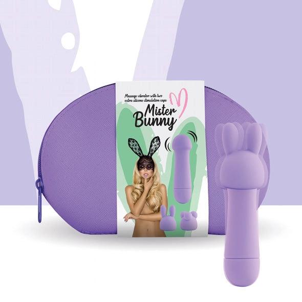 FeelzToys Mister Bunny Mini Massage Wand Vibrator & Stimulation Caps