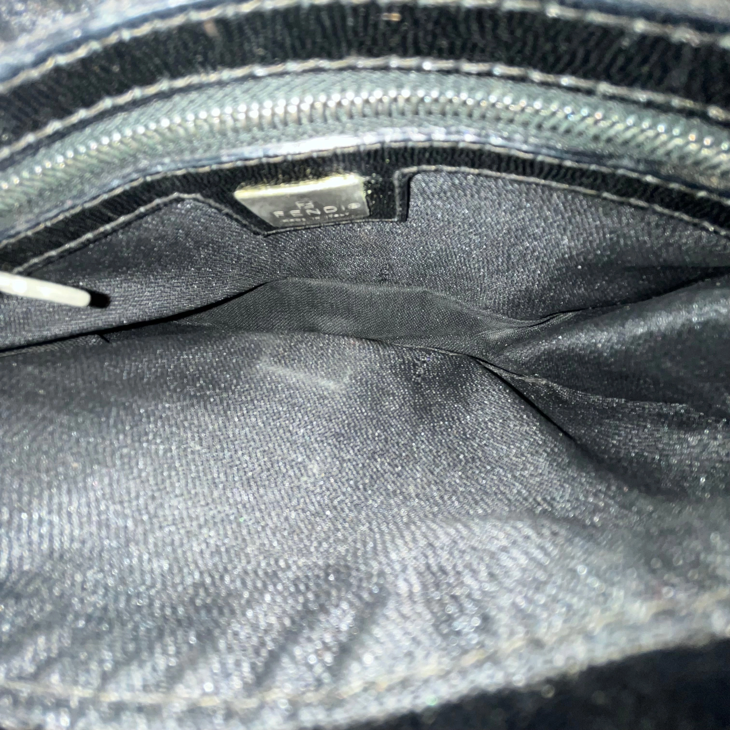 FENDI Mini Black Velvet Baguette Shoulder Bag