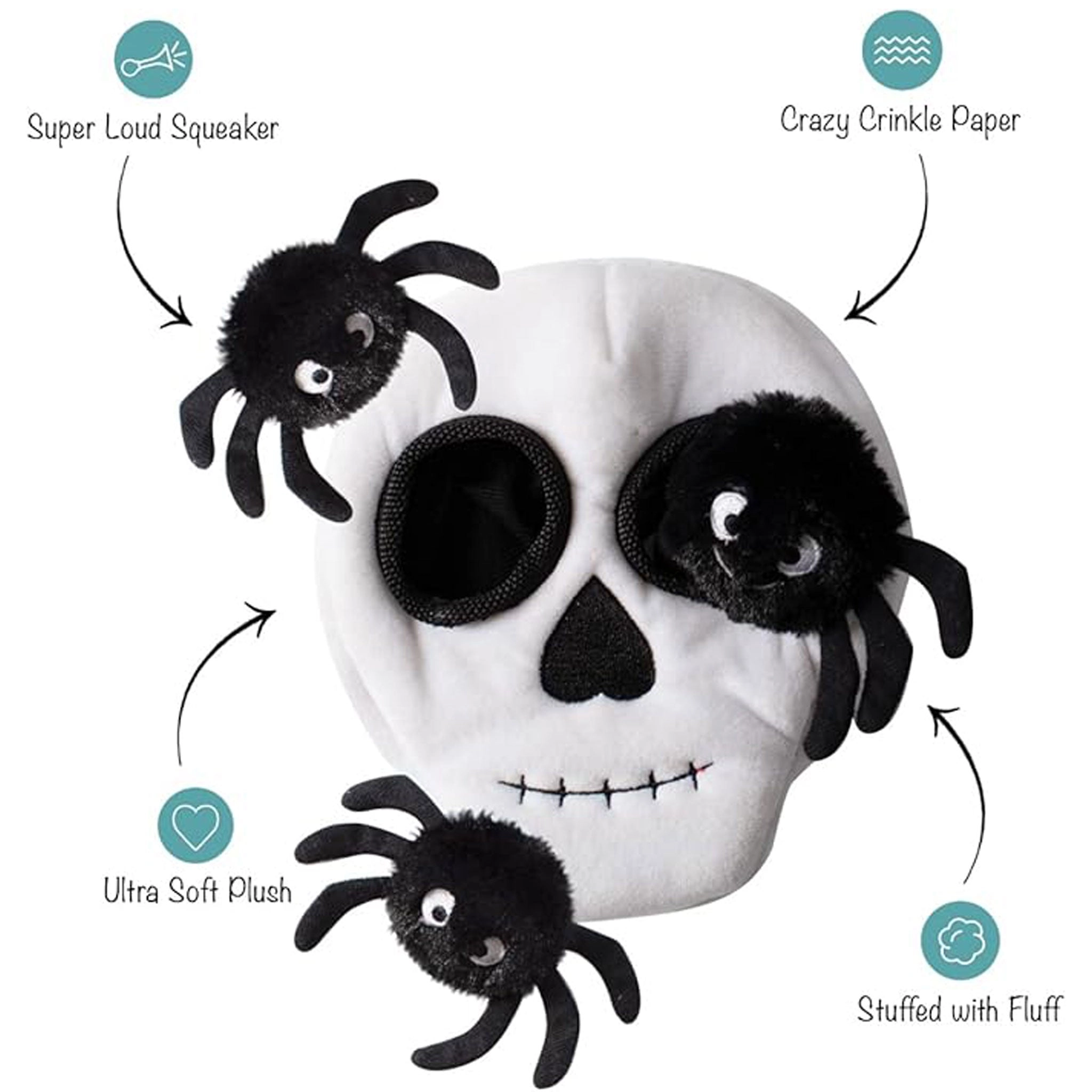 Fringe Burrow Skull w/Spiders Dog Toys
