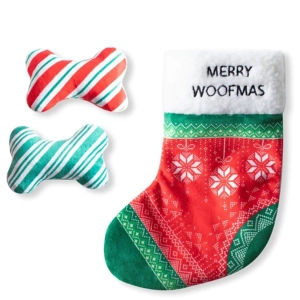 Fringe Merry Woofmas Stocking Red & Green Dog Toys