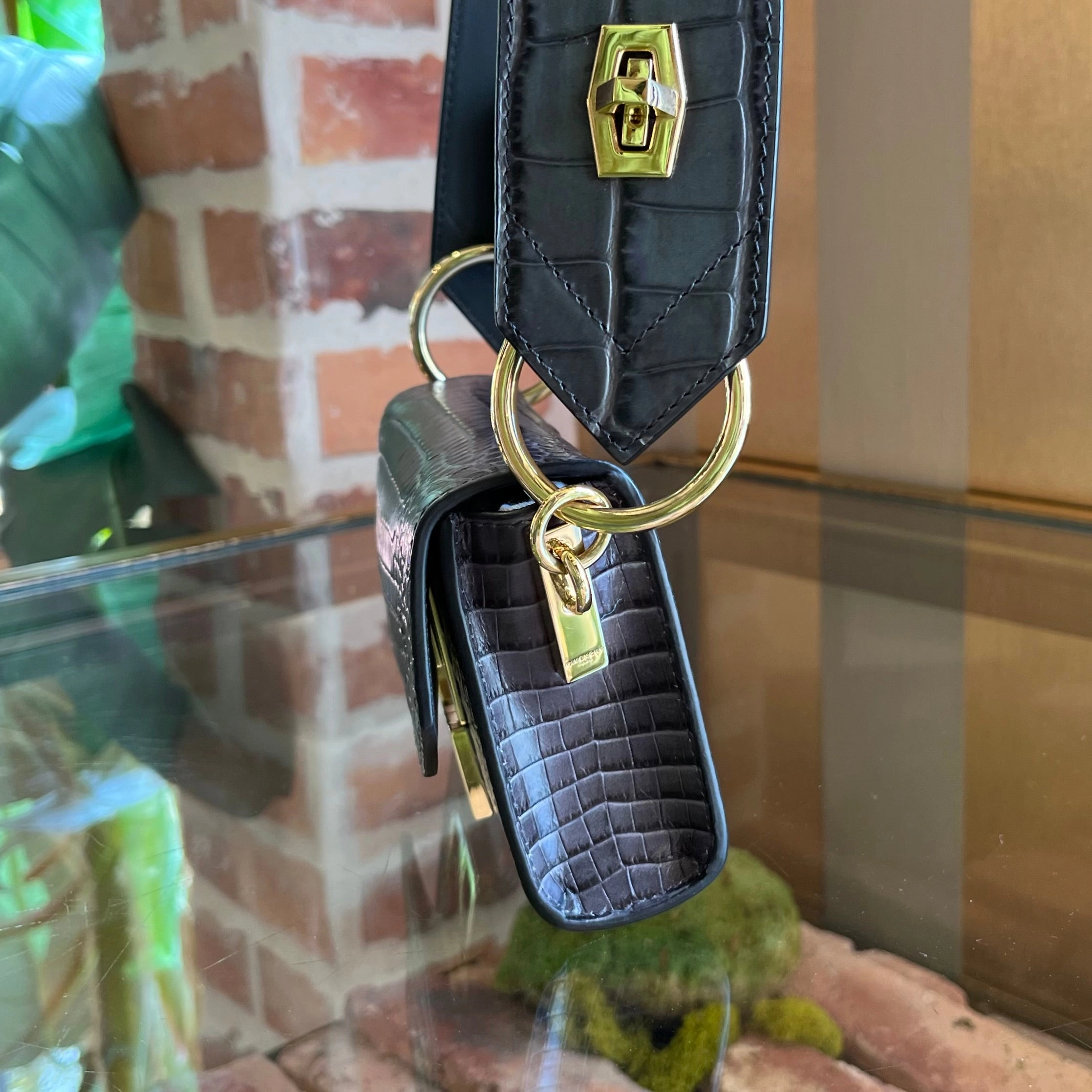 GIVENCHY Eden Nano Crocodile Embossed Leather Crossbody Bag