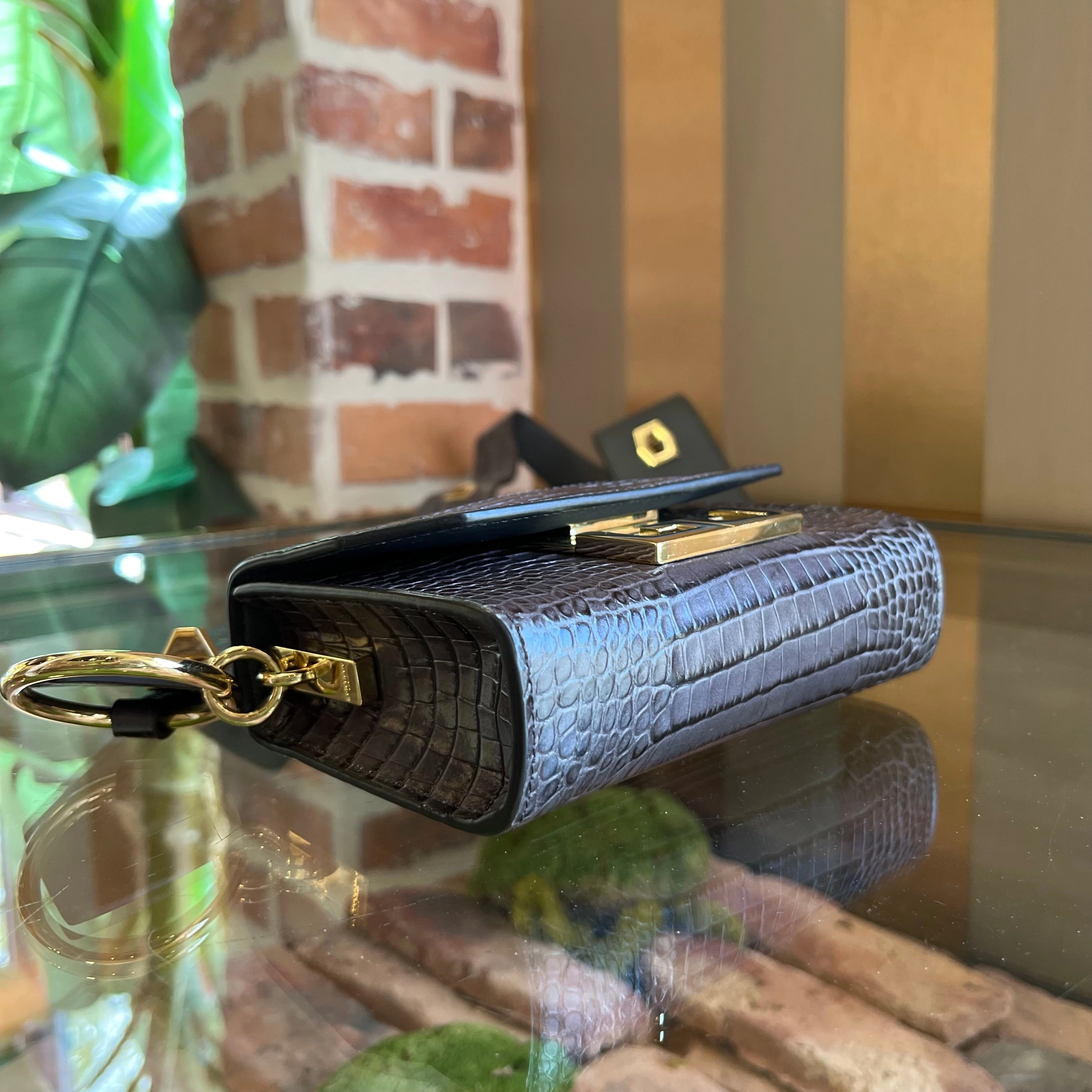 GIVENCHY Eden Nano Crocodile Embossed Leather Crossbody Bag