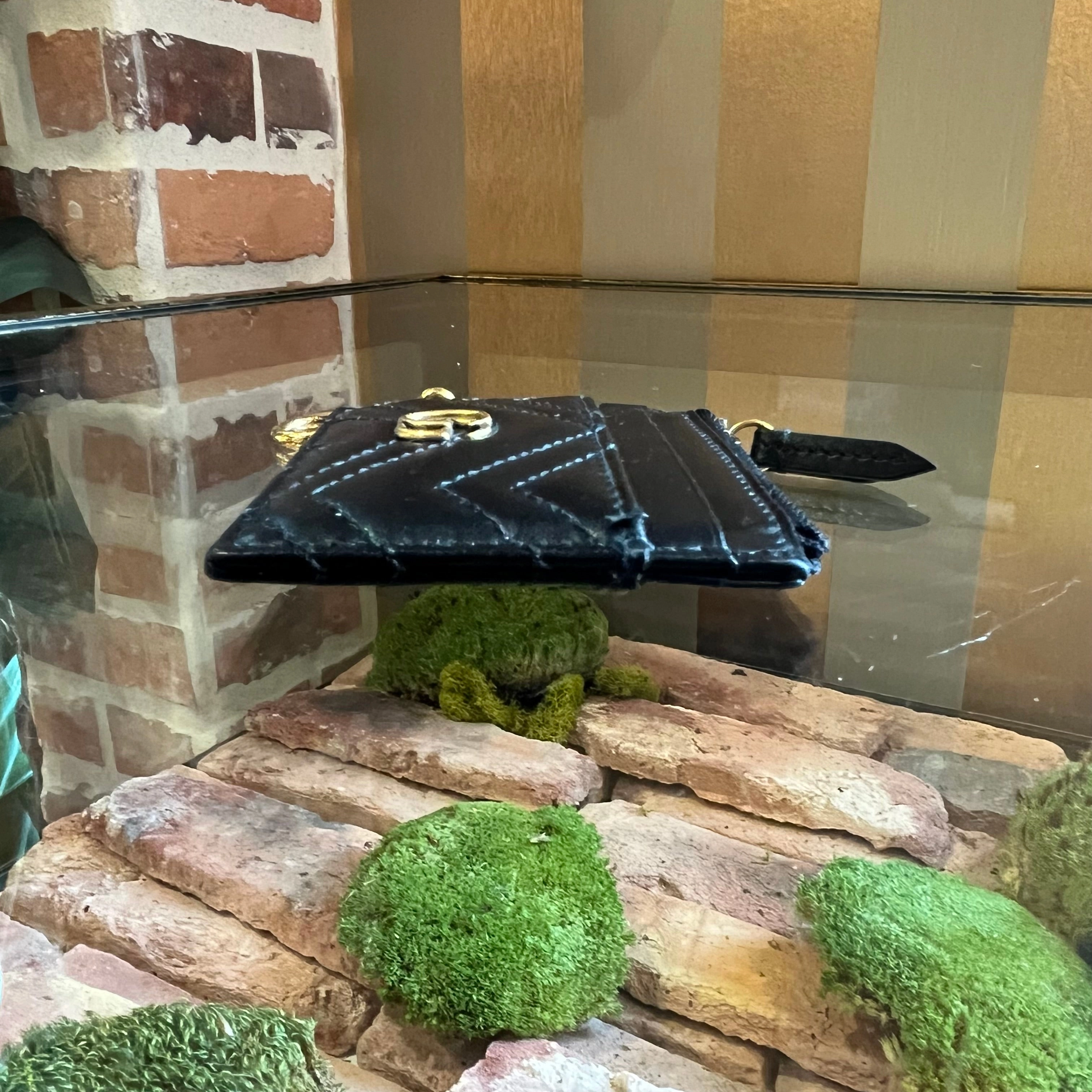 GUCCI GG Marmont Black Zip Key Chain Card Case