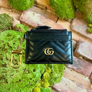 GUCCI GG Marmont Black Zip Key Chain Card Case
