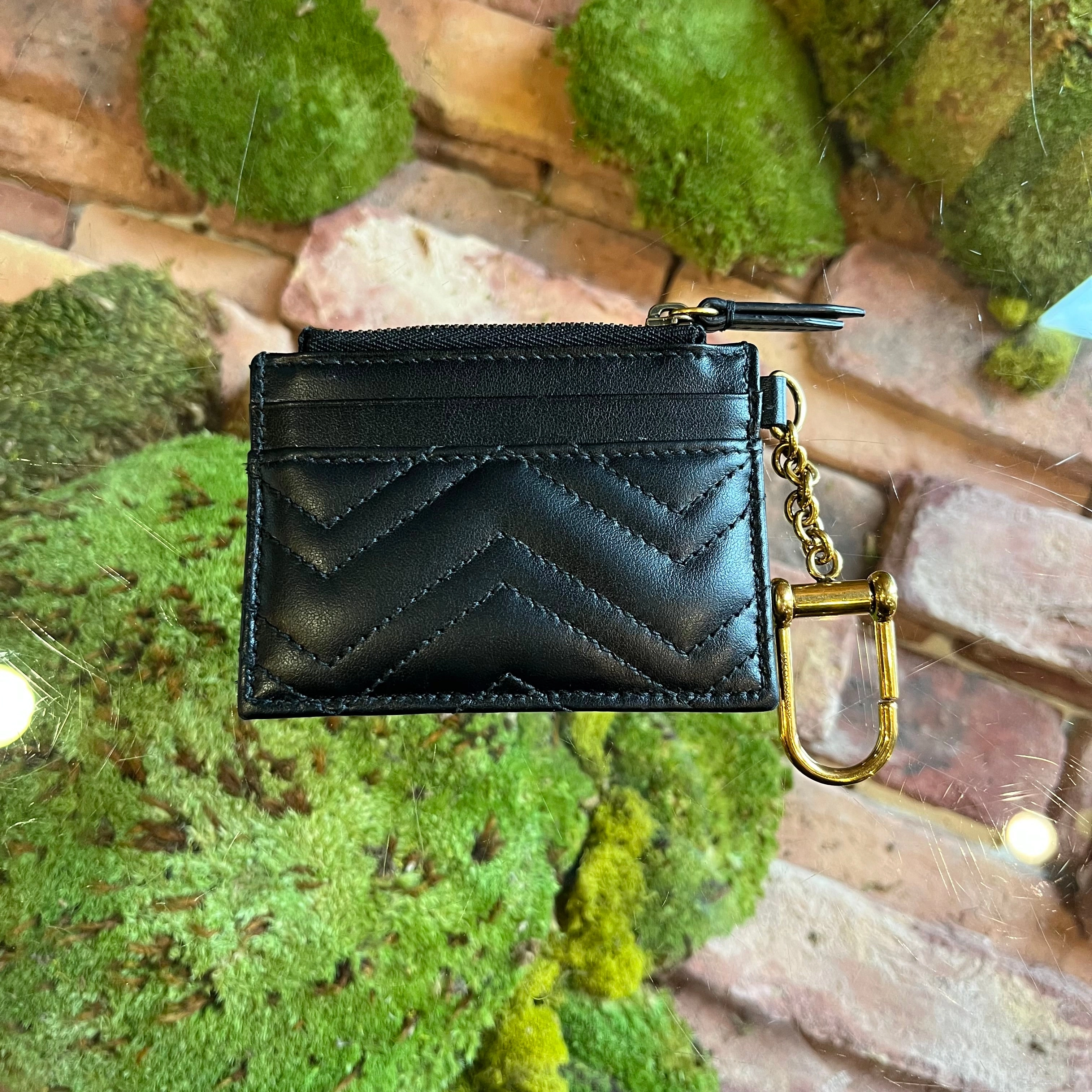 GUCCI GG Marmont Black Zip Key Chain Card Case