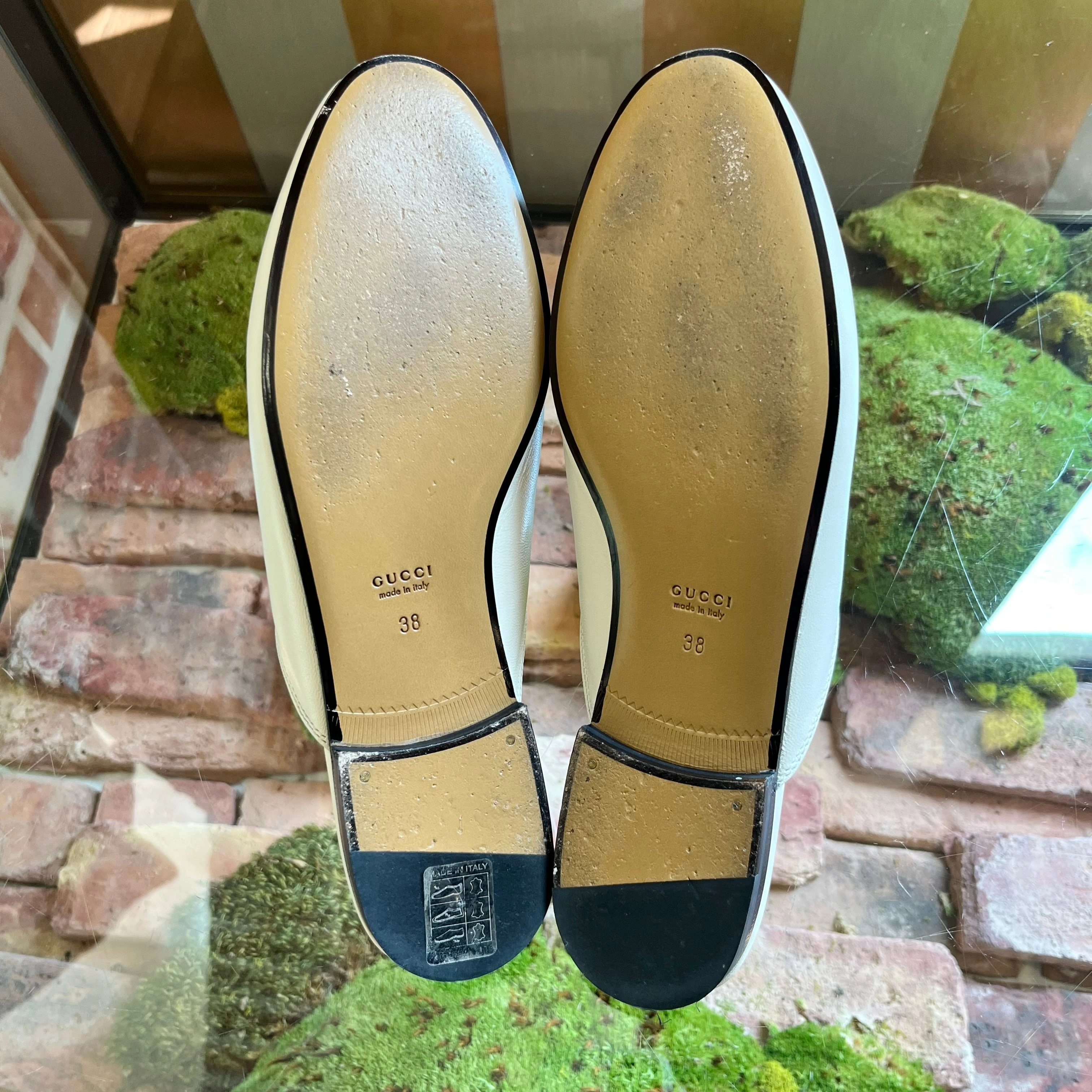 GUCCI Princetown White Leather WOMENS Loafers SZ38(8US)