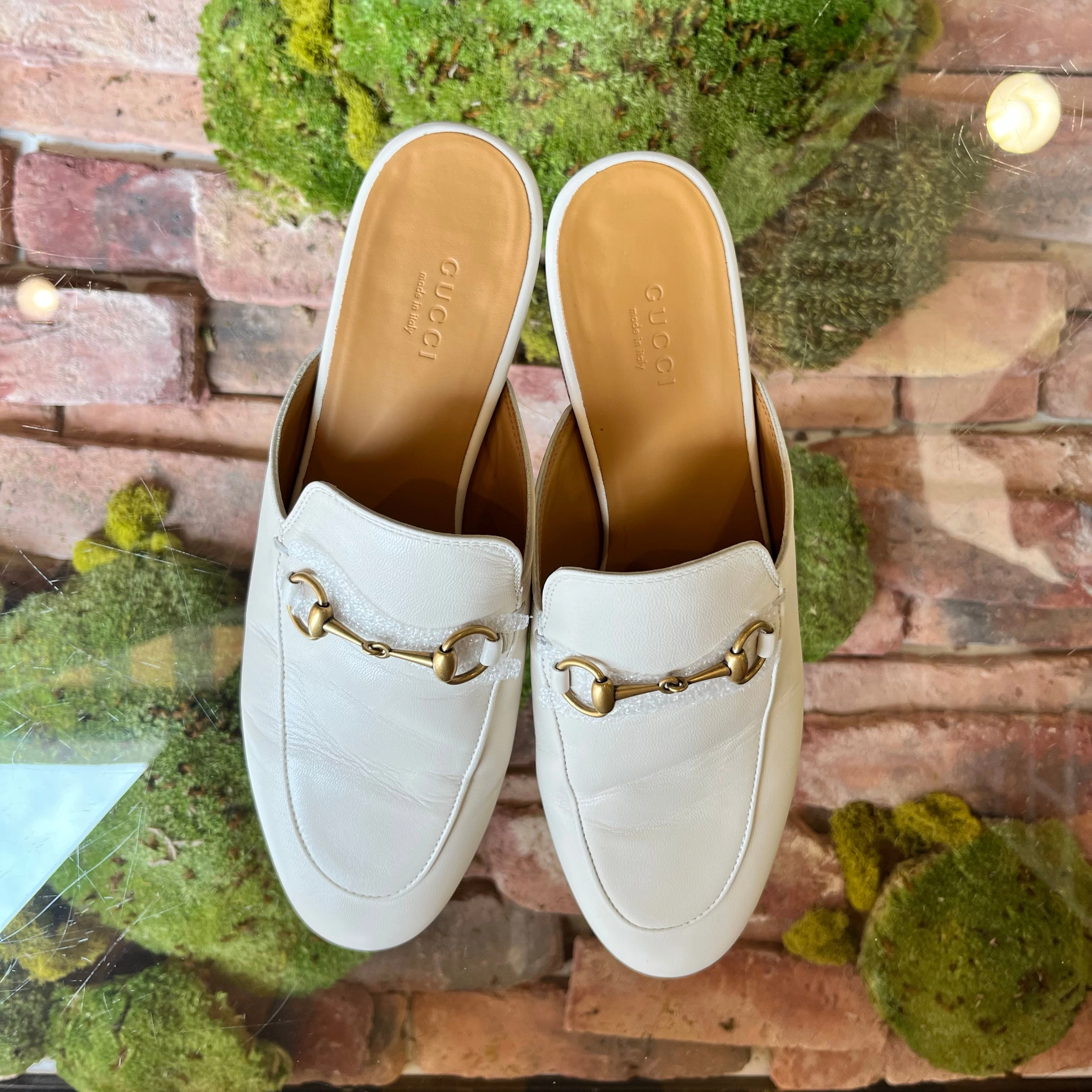 GUCCI Princetown White Leather WOMENS Loafers SZ38(8US)