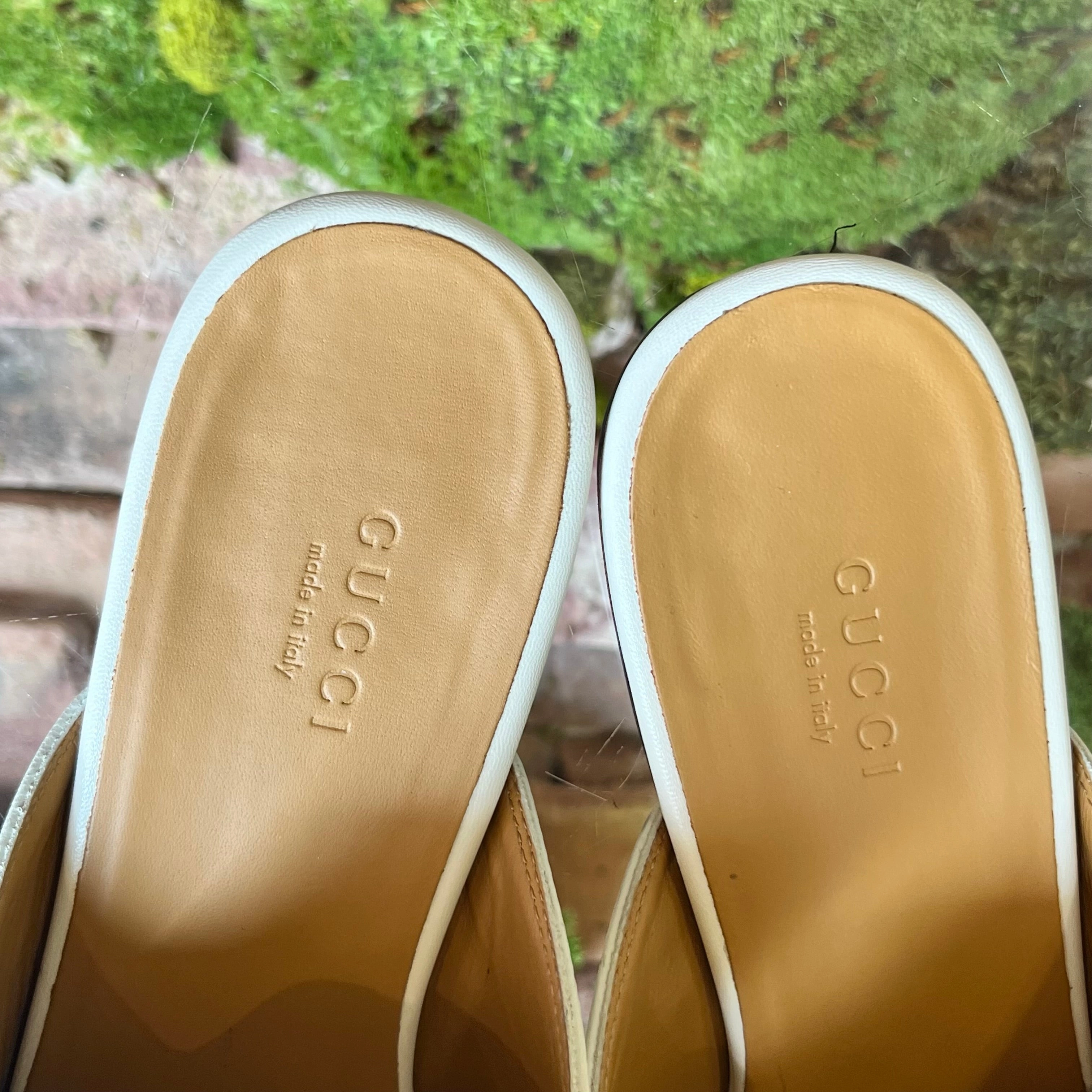 GUCCI Princetown White Leather WOMENS Loafers SZ38(8US)