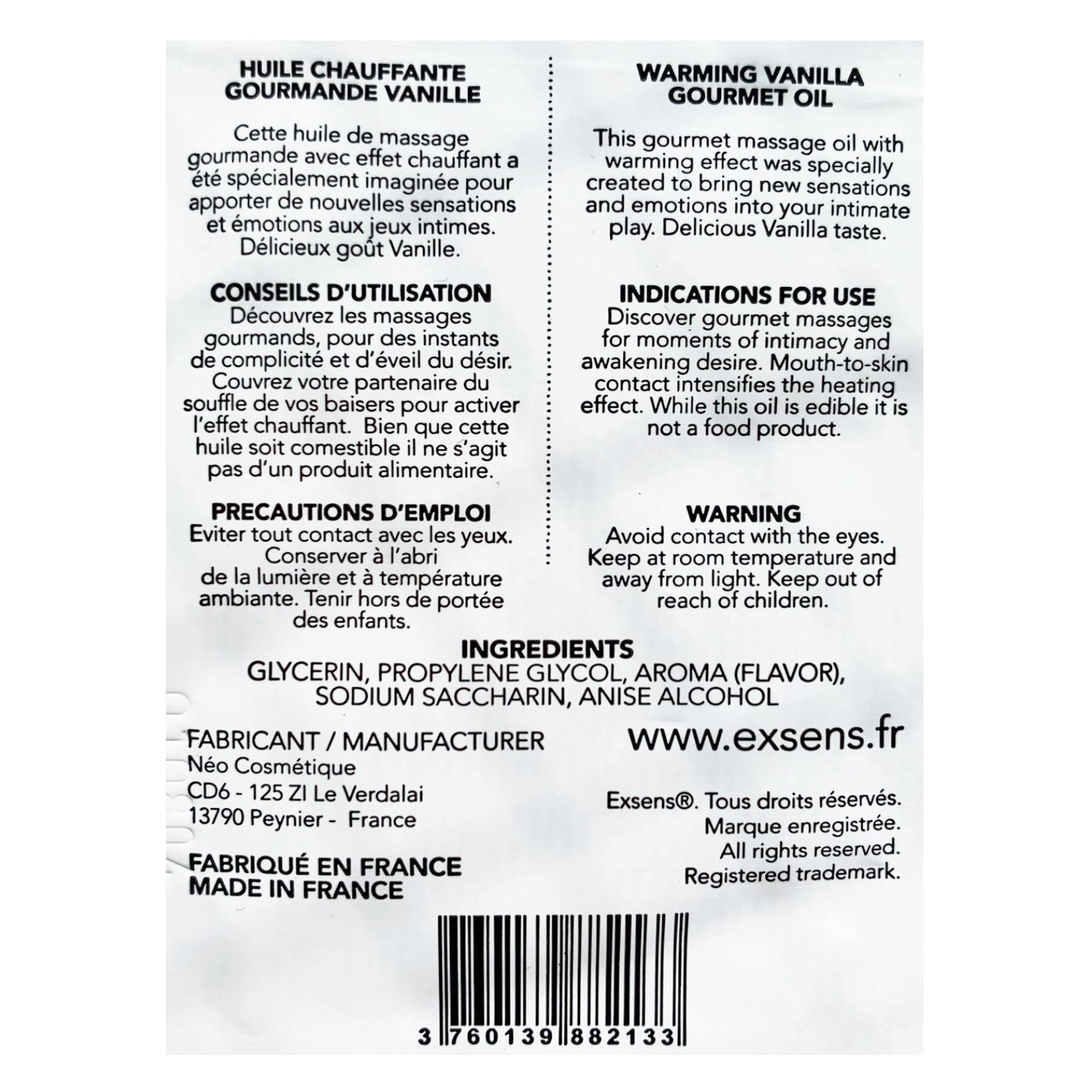 Hot Vanilla Intimate Massage Oils Foil