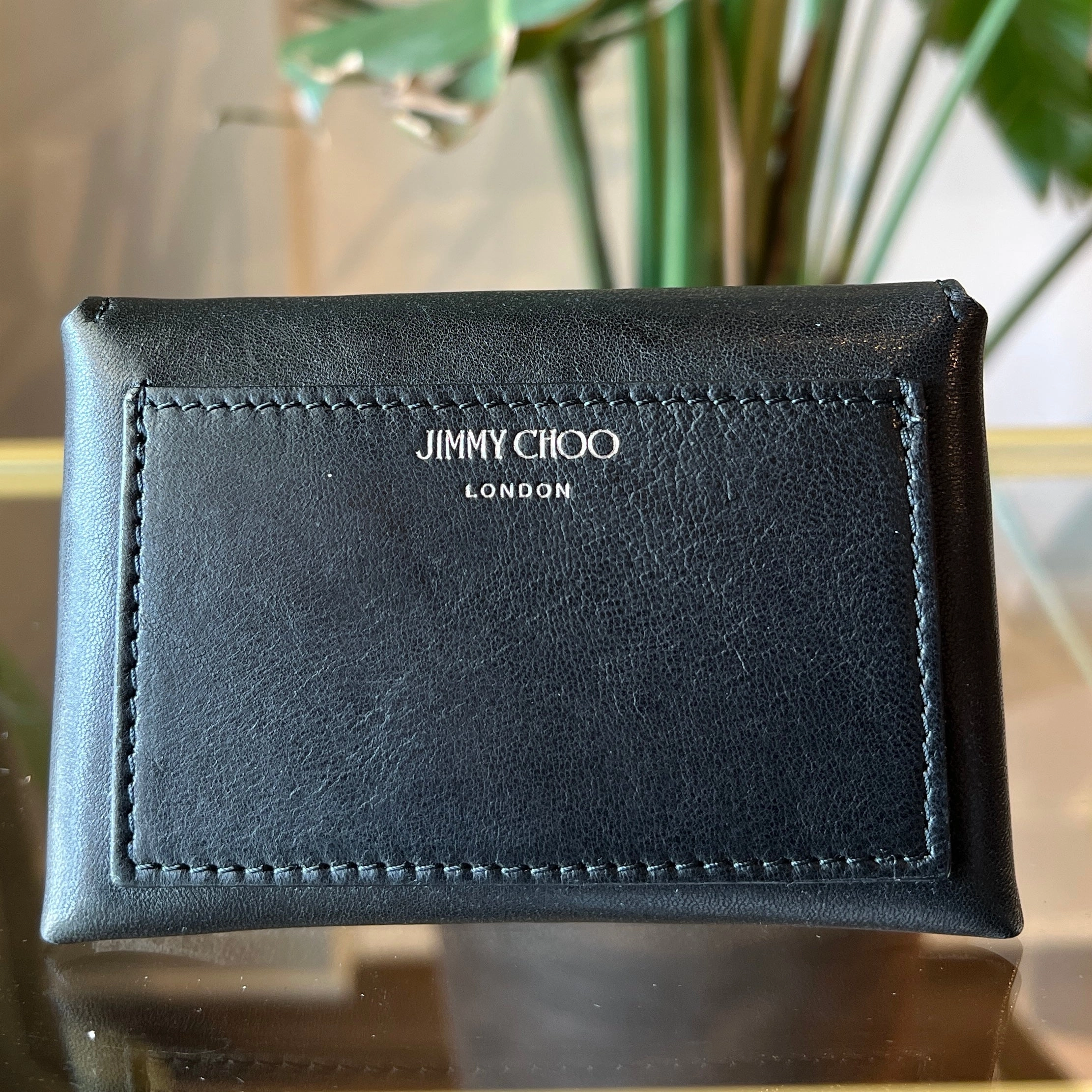 JIMMY CHOO Novia Black Leather Coin Case
