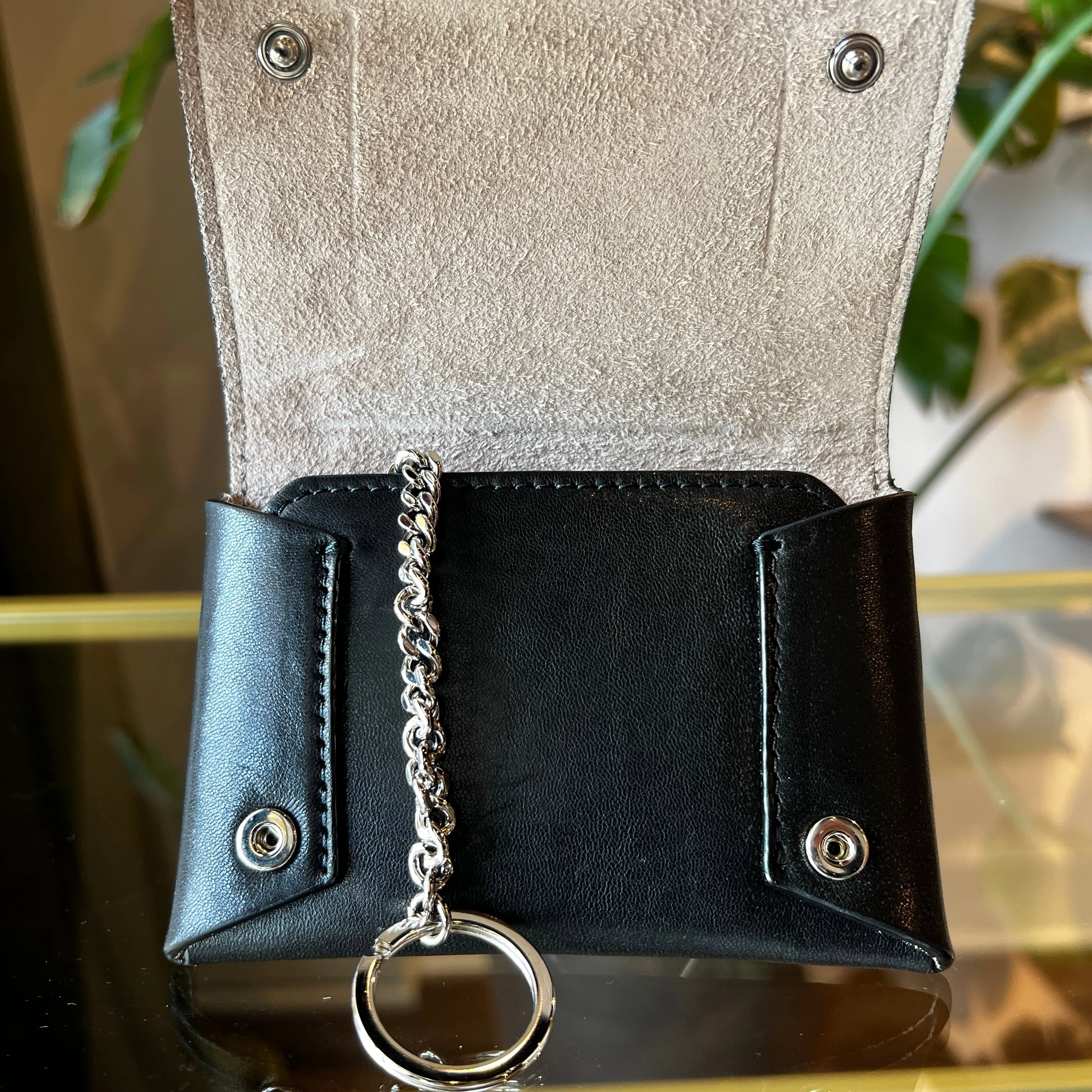JIMMY CHOO Novia Black Leather Coin Case