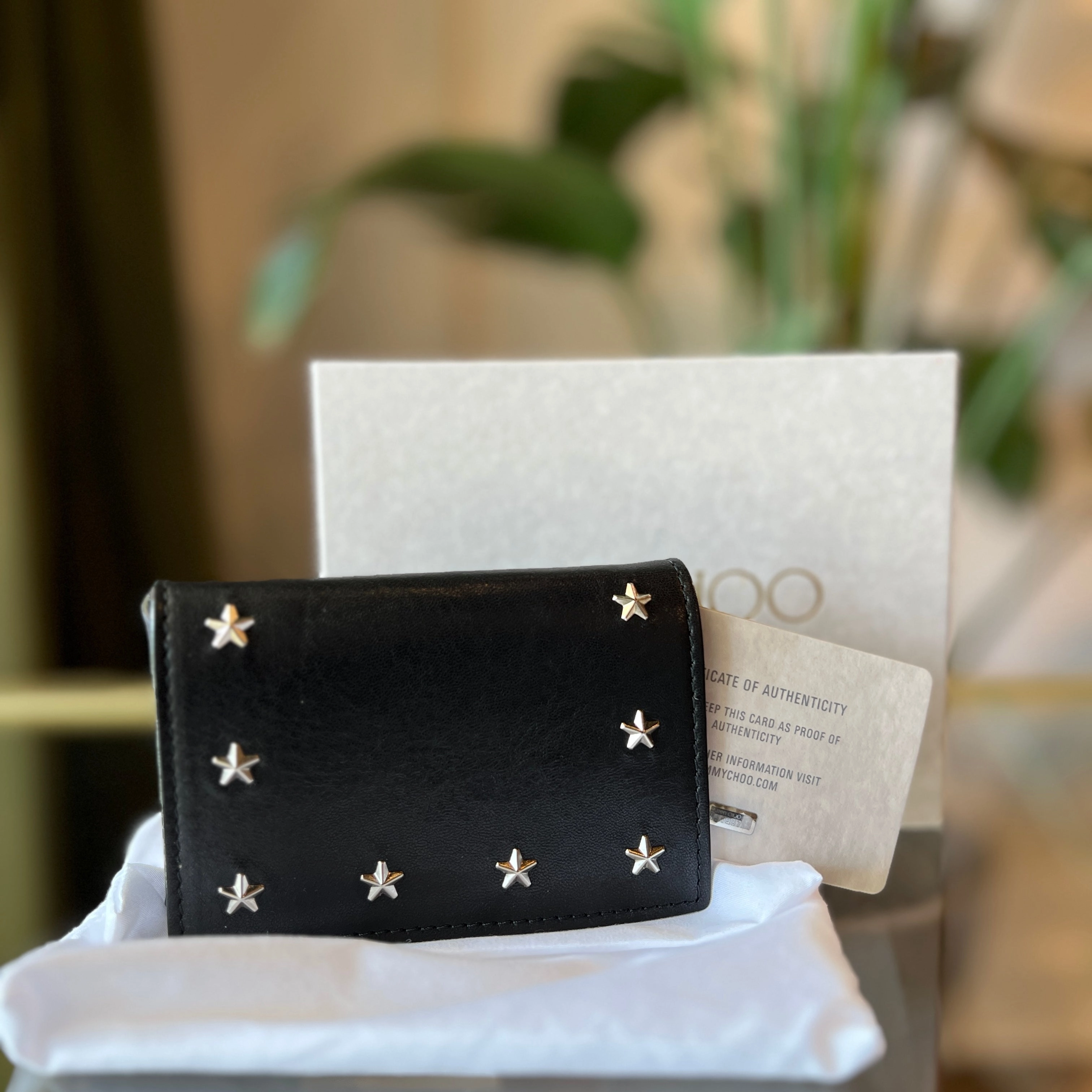 JIMMY CHOO Novia Black Leather Coin Case