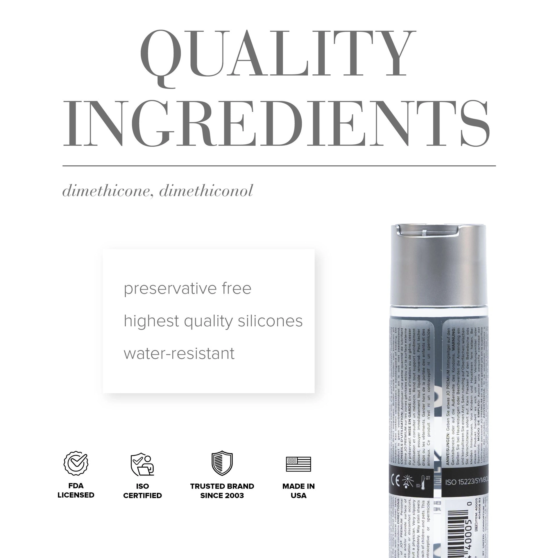 JO Premium Original Silicone Lubricant - 4 oz