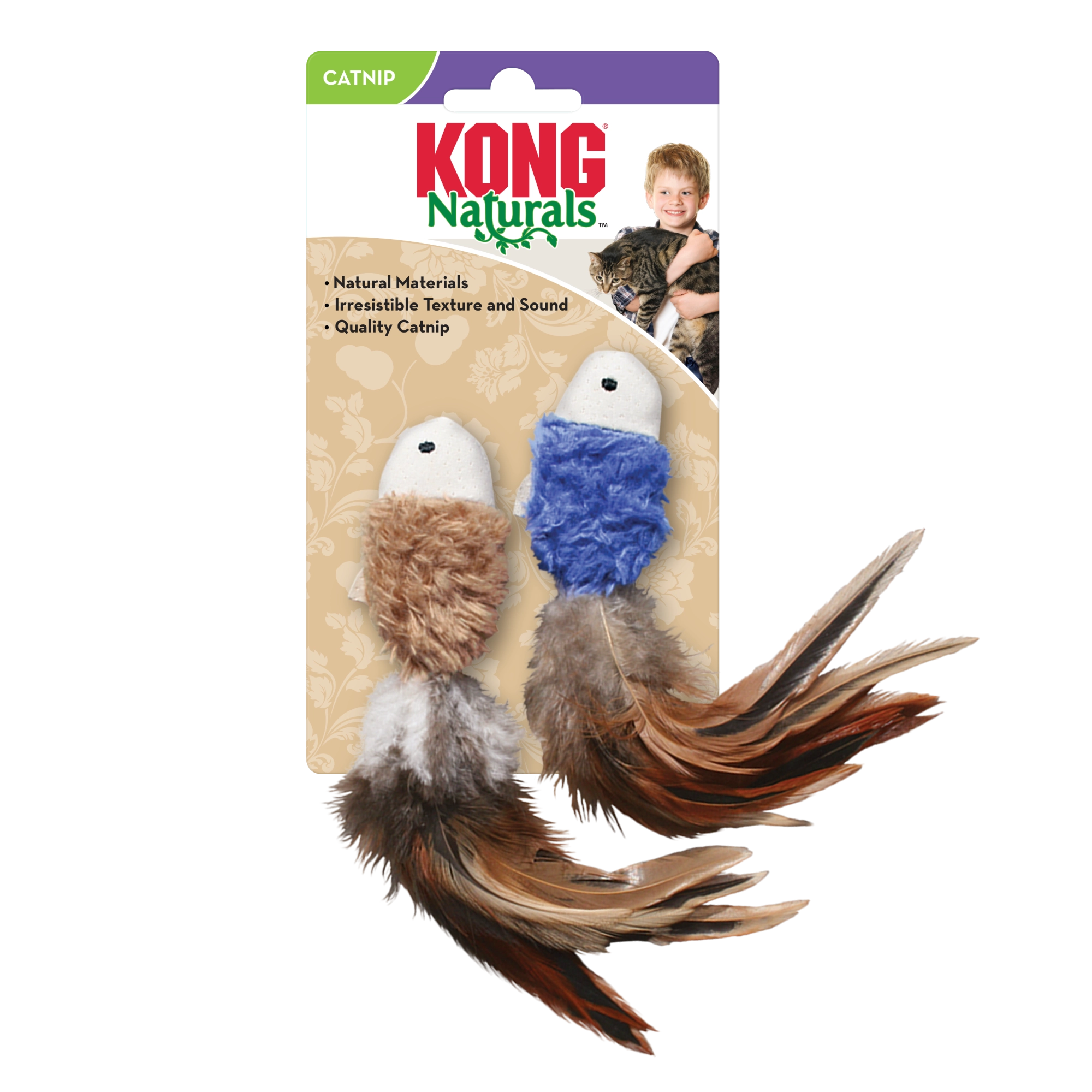 KONG Naturals® Crinkle Fish 2pk Assorted Cat Toy