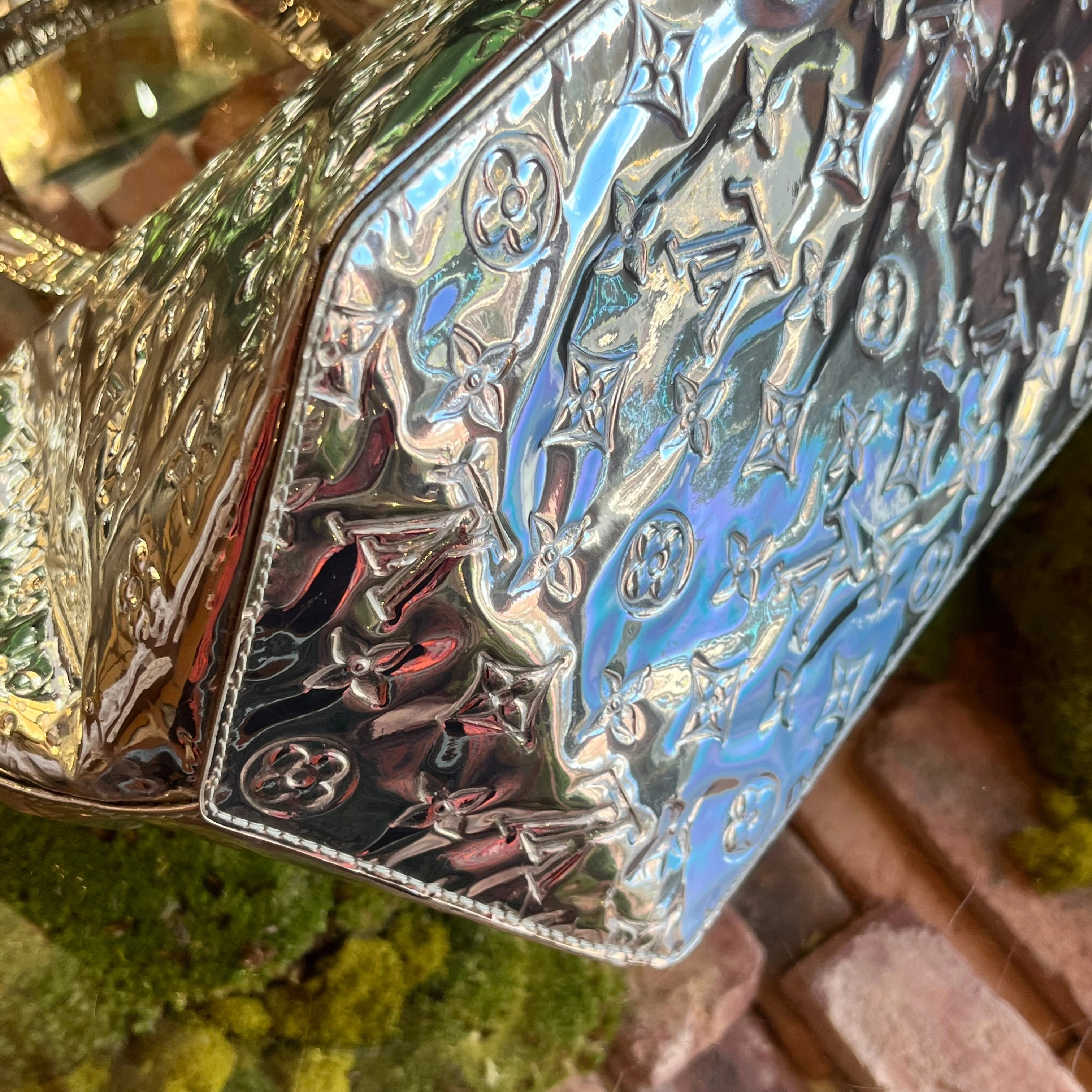 LOUIS VUITTON Bellevue PM Silver Monogram Miroir Tote Bag