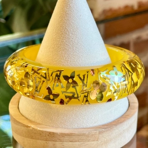 LOUIS VUITTON Crystal And Resin Yellow Inclusions GM Bangle Bracelet