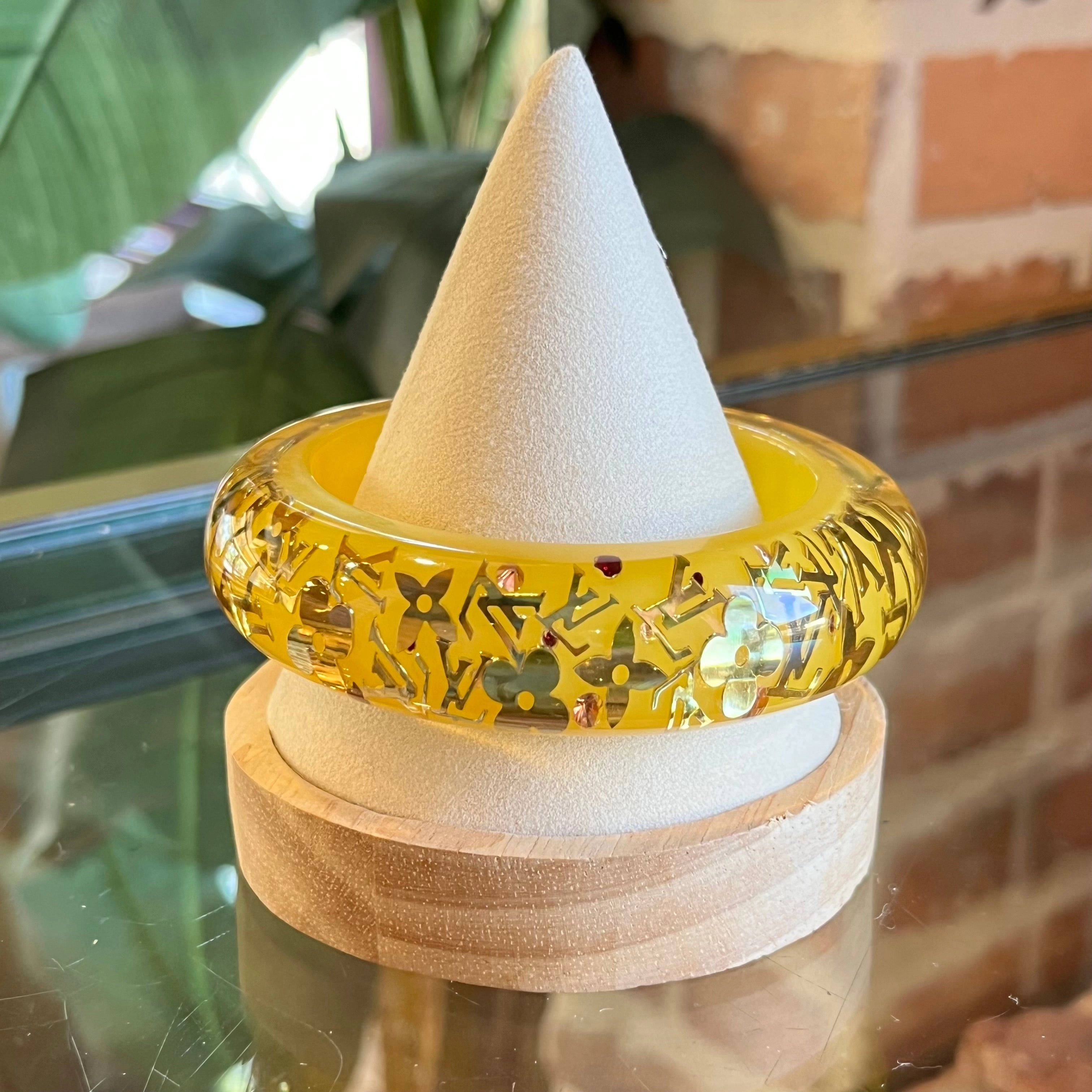 LOUIS VUITTON Crystal And Resin Yellow Inclusions GM Bangle Bracelet