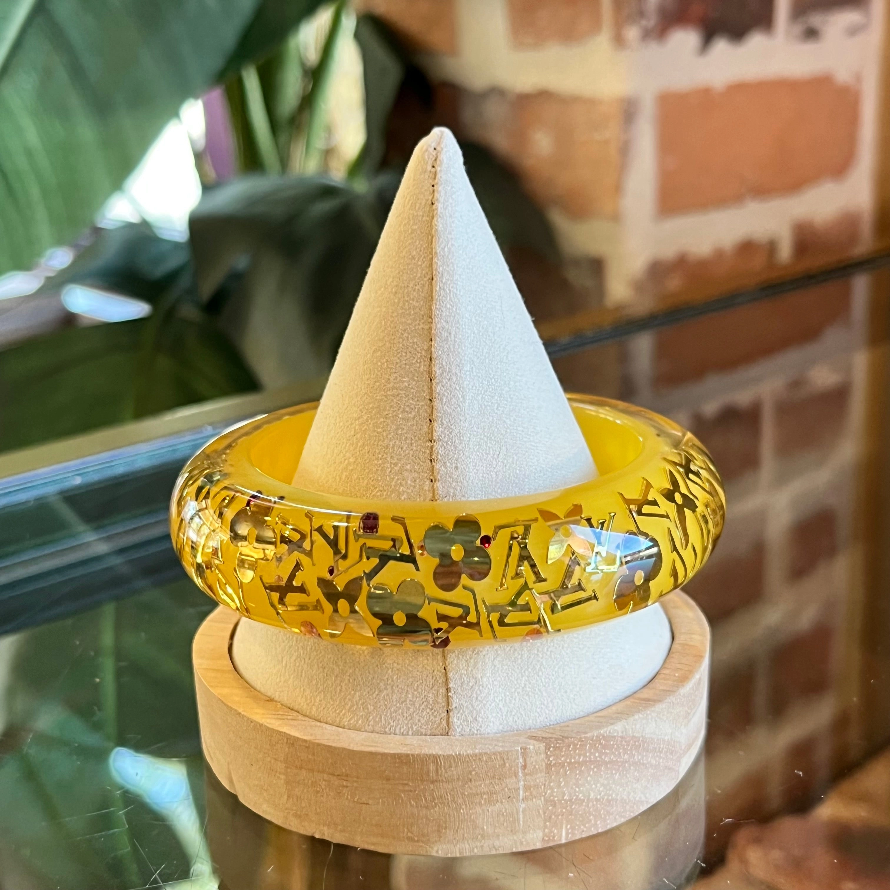 LOUIS VUITTON Crystal And Resin Yellow Inclusions GM Bangle Bracelet