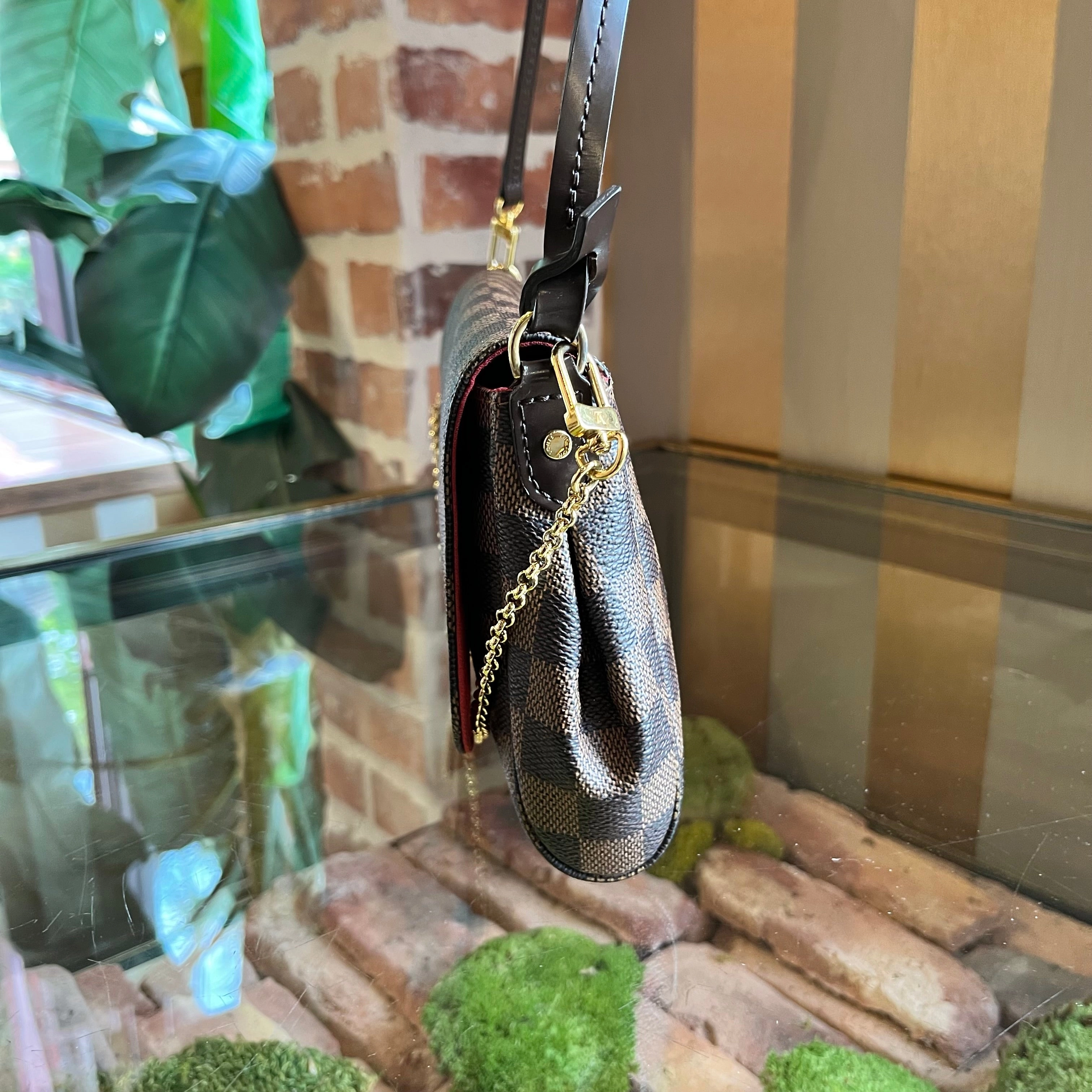 LOUIS VUITTON Favorite MM Damier Ebene Canvas Crossbody Bag
