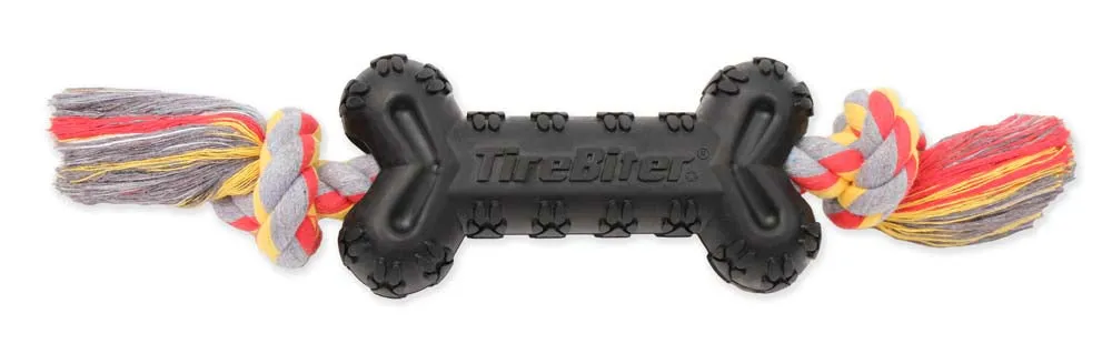 Mammoth Pet Large 7.25-in TireBiter Advanced Bone with Rope Dog Toy